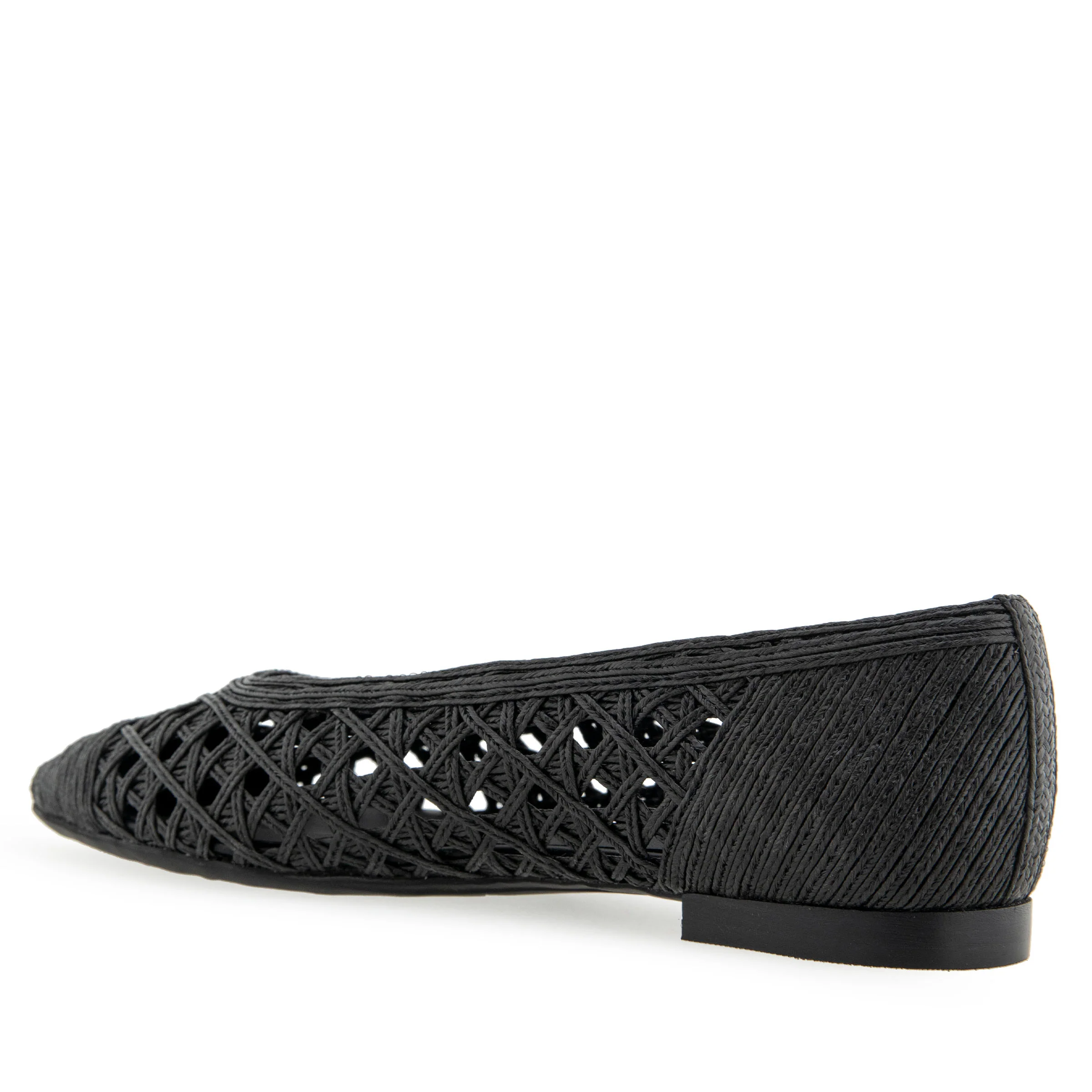 Arnoraff Dress Flat | Black Embroidered Raffia - Image 2