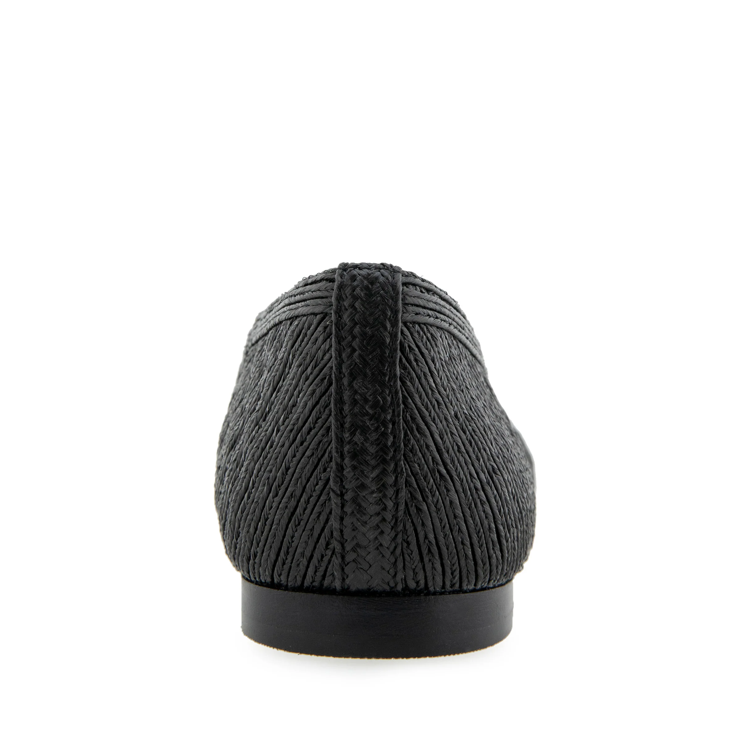 Arnoraff Dress Flat | Black Embroidered Raffia - Image 4