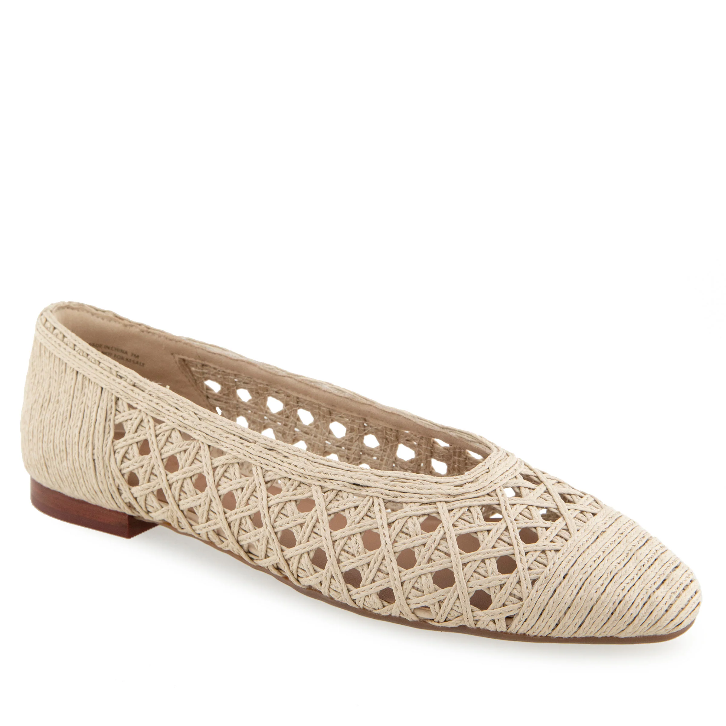 Arnoraff Dress Flat | Natural Embroidered Raffia