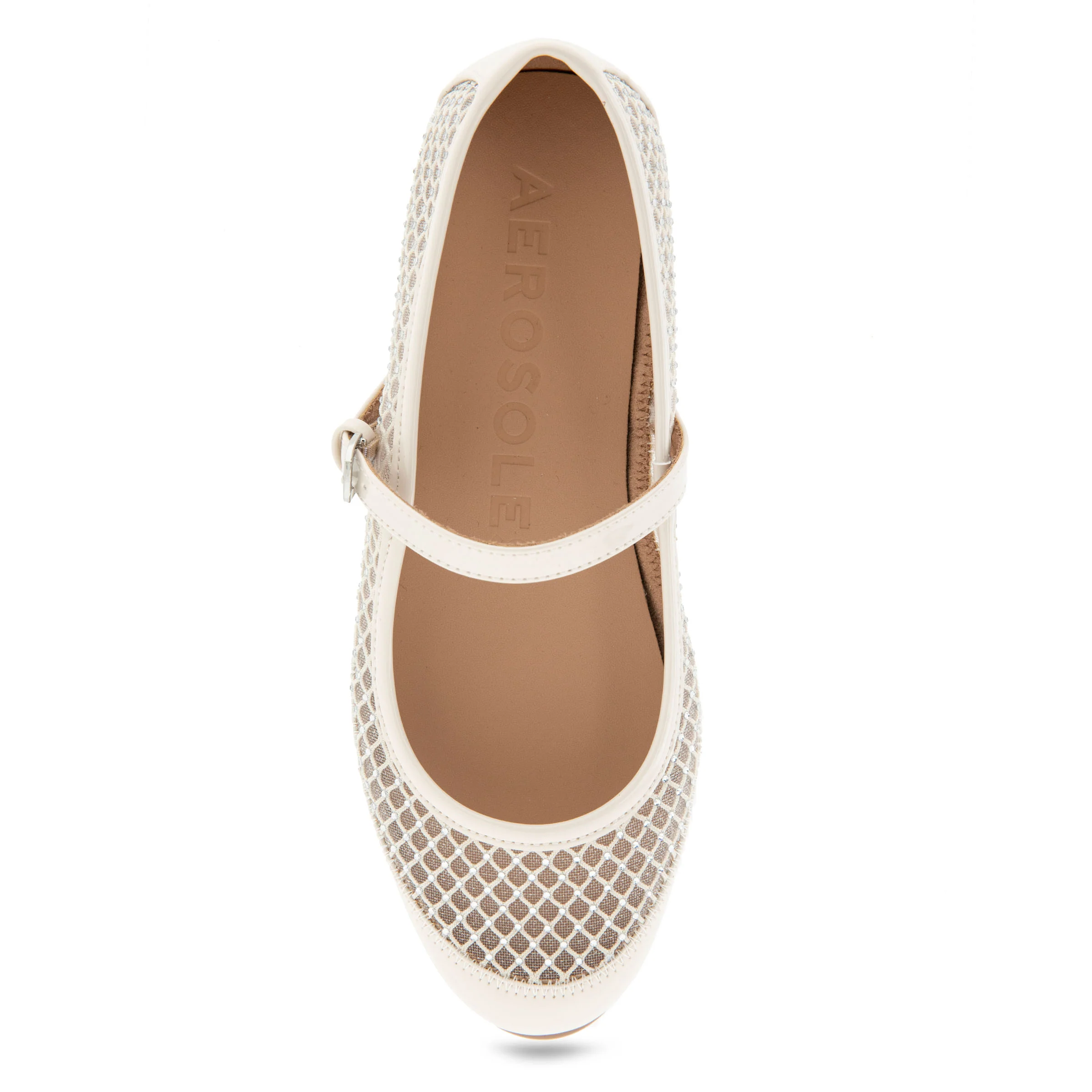Baylee Casual Flat | Crystal/Eggnog Mesh Fabric - Image 3