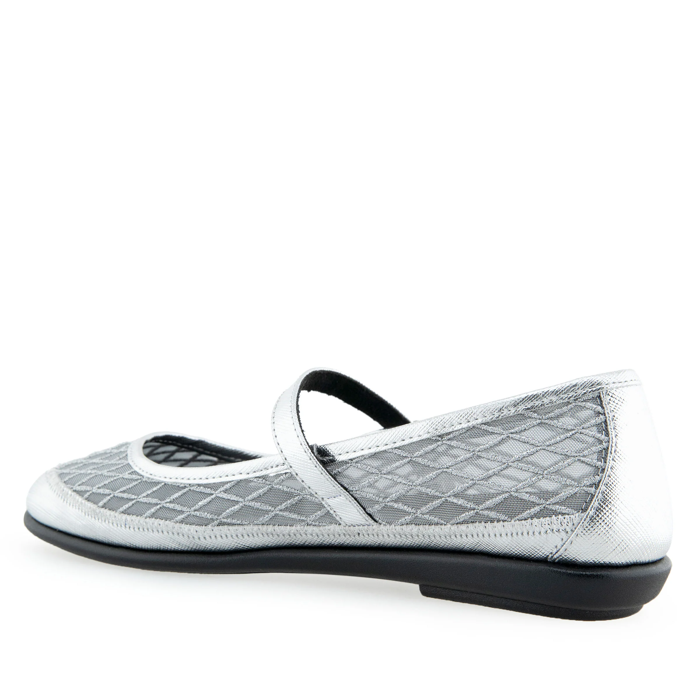 Baylee Casual Flat | Silver Mesh Fabric - Image 2