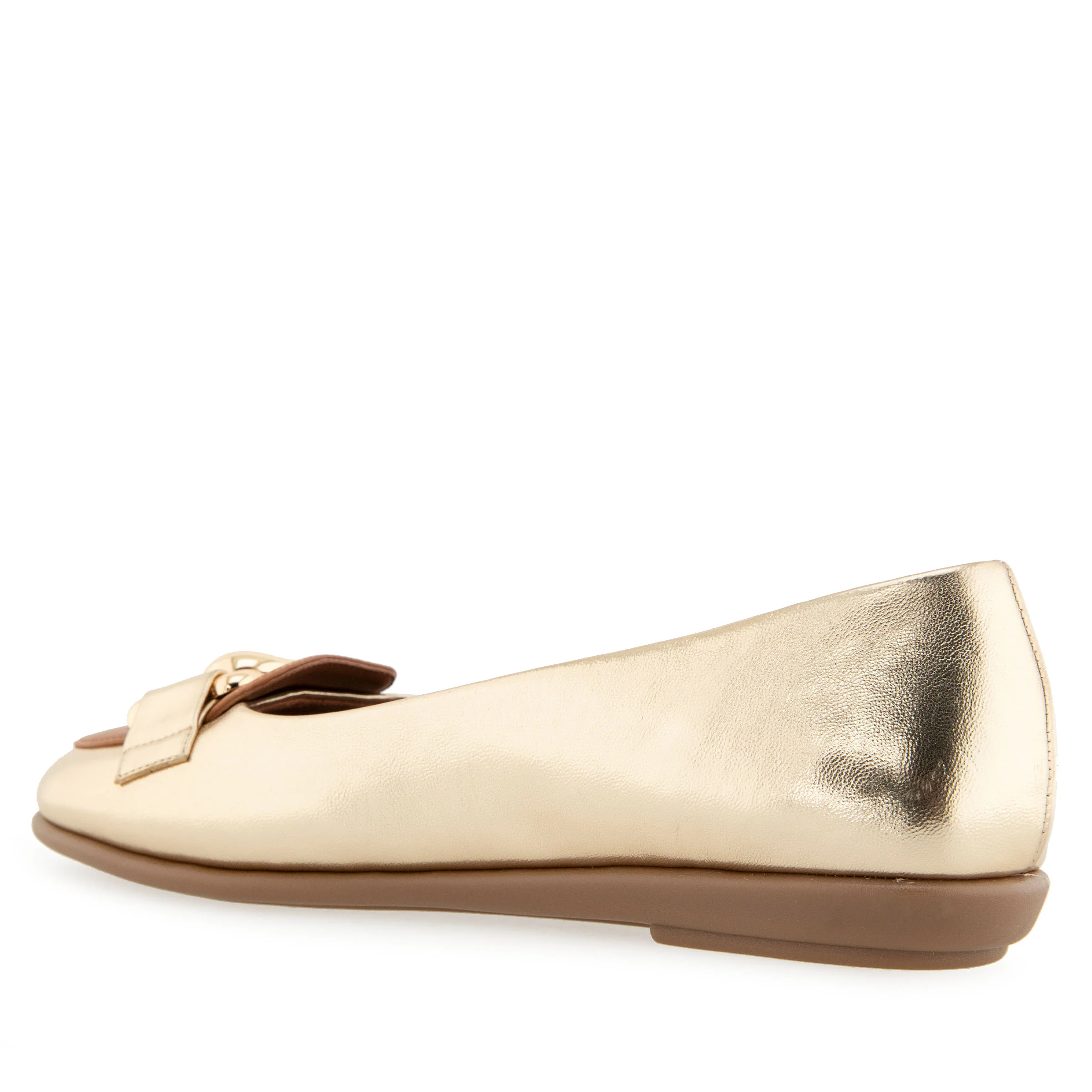 Bell Casual Flat | Gold/Tan Faux Leather - Image 2