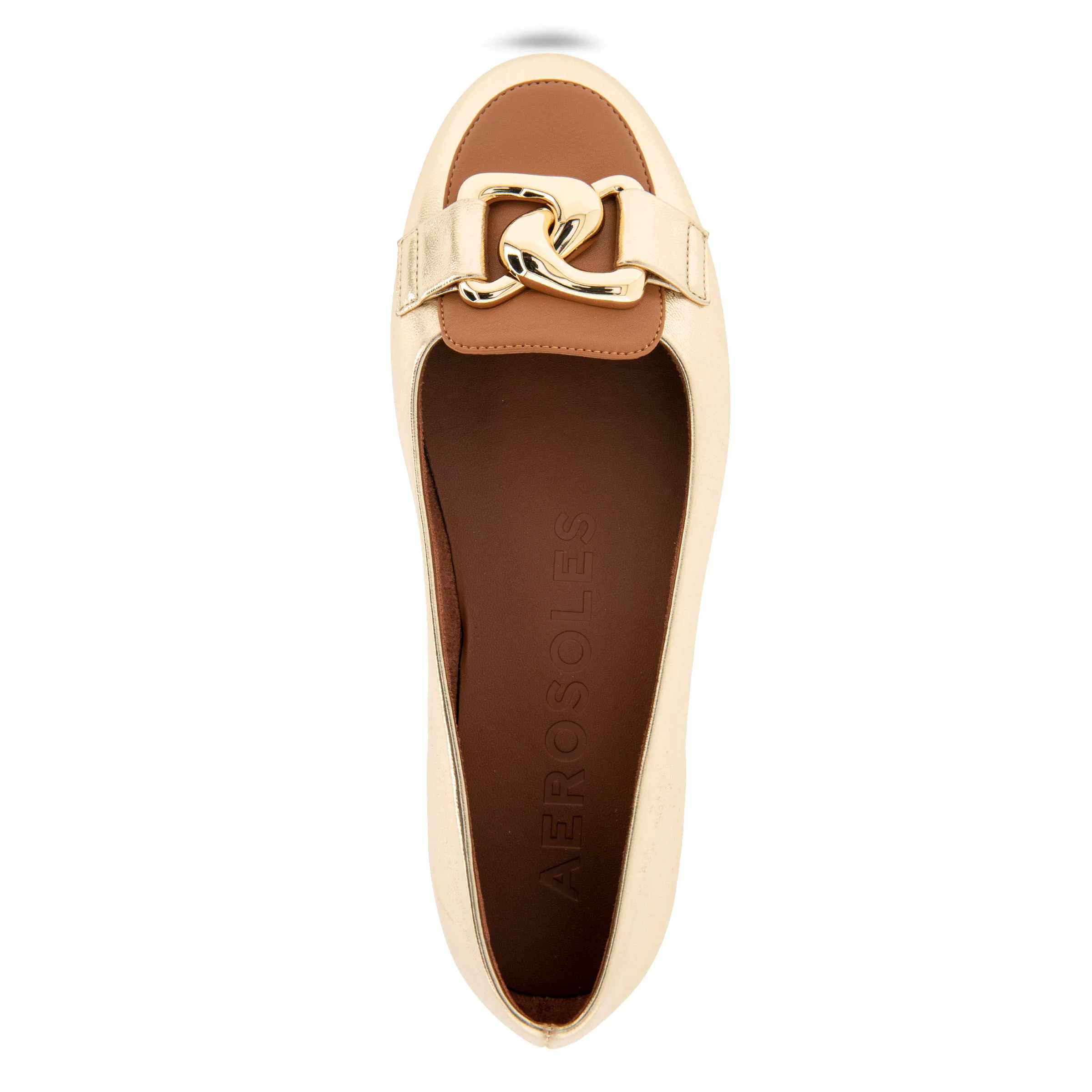 Bell Casual Flat | Gold/Tan Faux Leather - Image 3