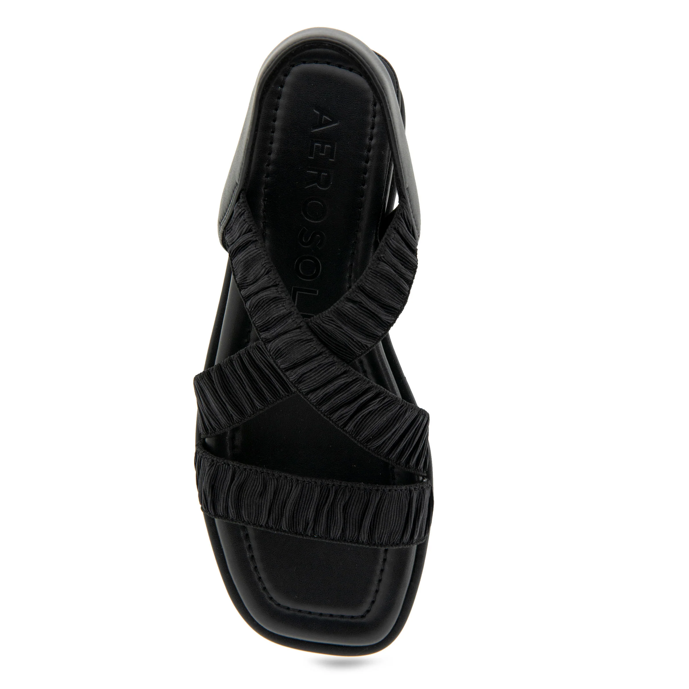 Bora Sandal Wedge | Black Rouched Elastic Fabric - Image 3