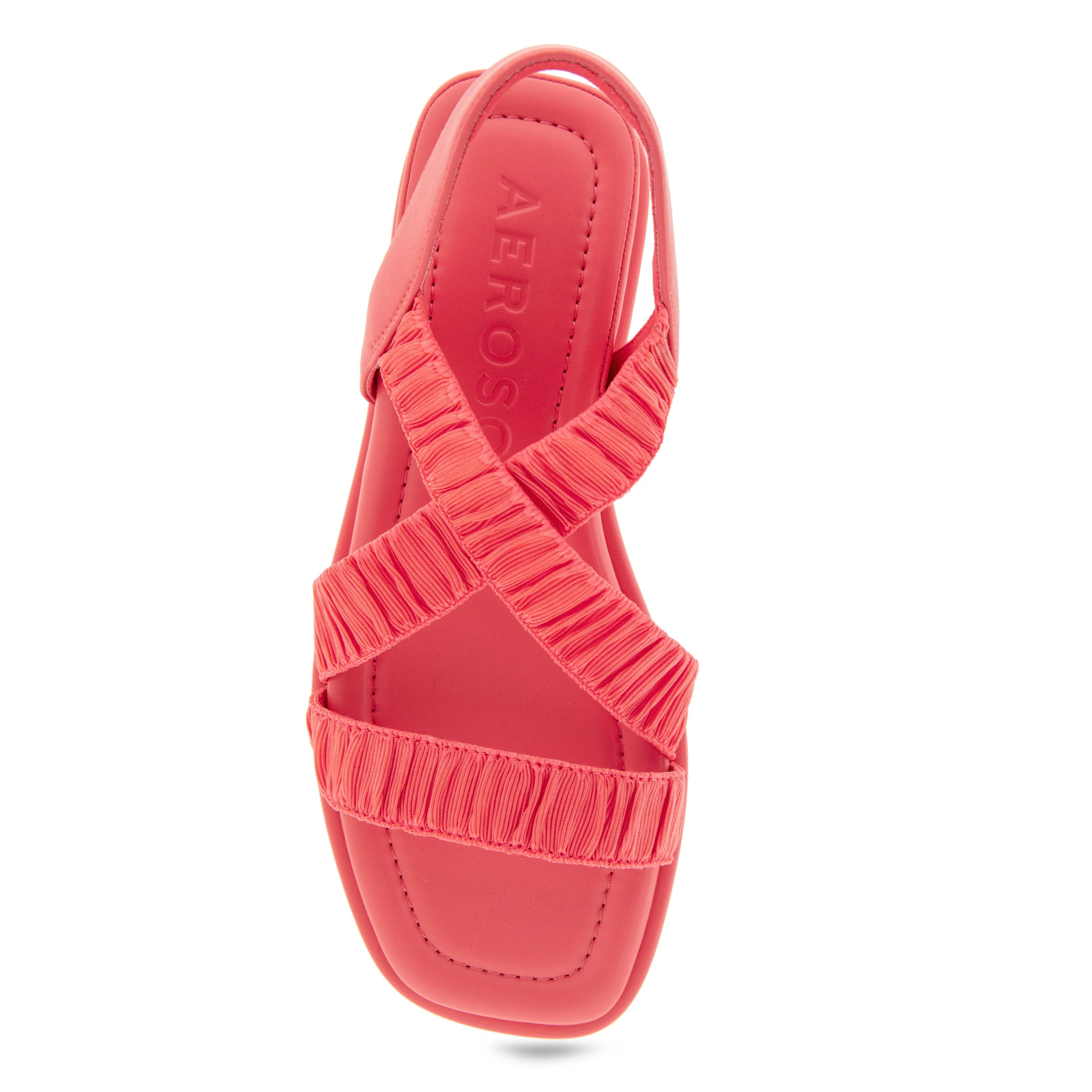 Bora Sandal Wedge | Coral Rouched Elastic Fabric - Image 3