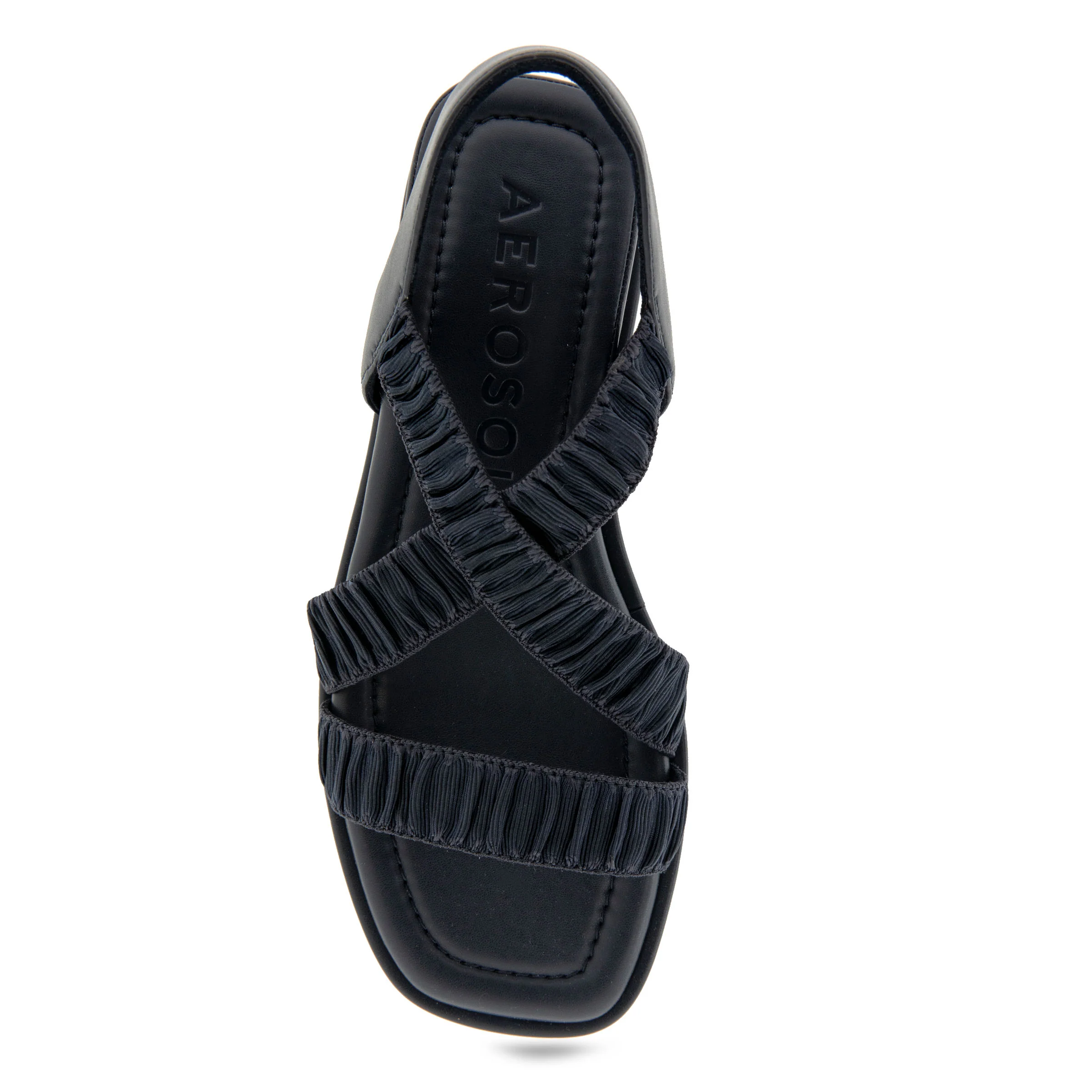 Bora Sandal Wedge | Navy Rouched Elastic Fabric - Image 3