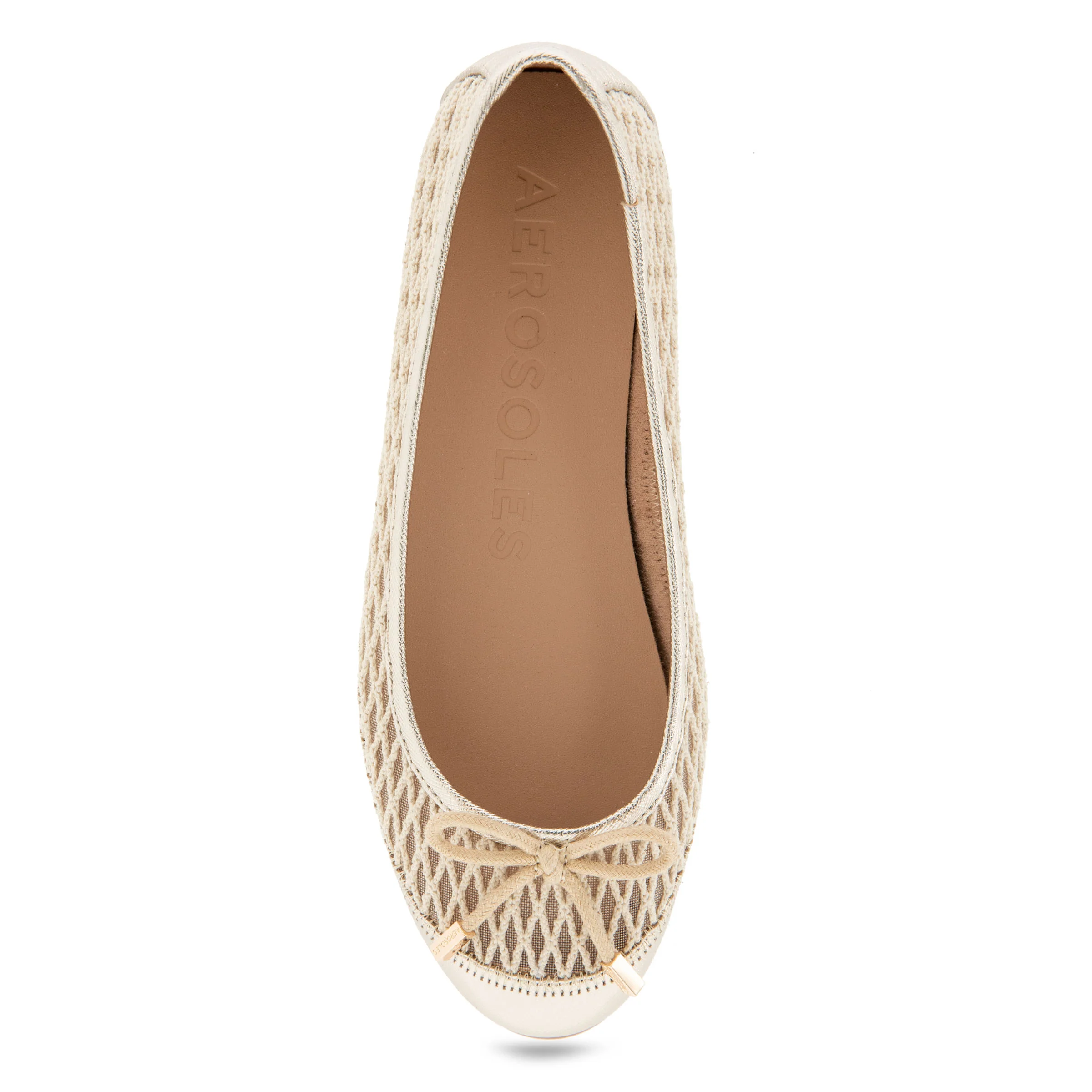 Bria Casual Flat | Gold Mesh Fabric - Image 3