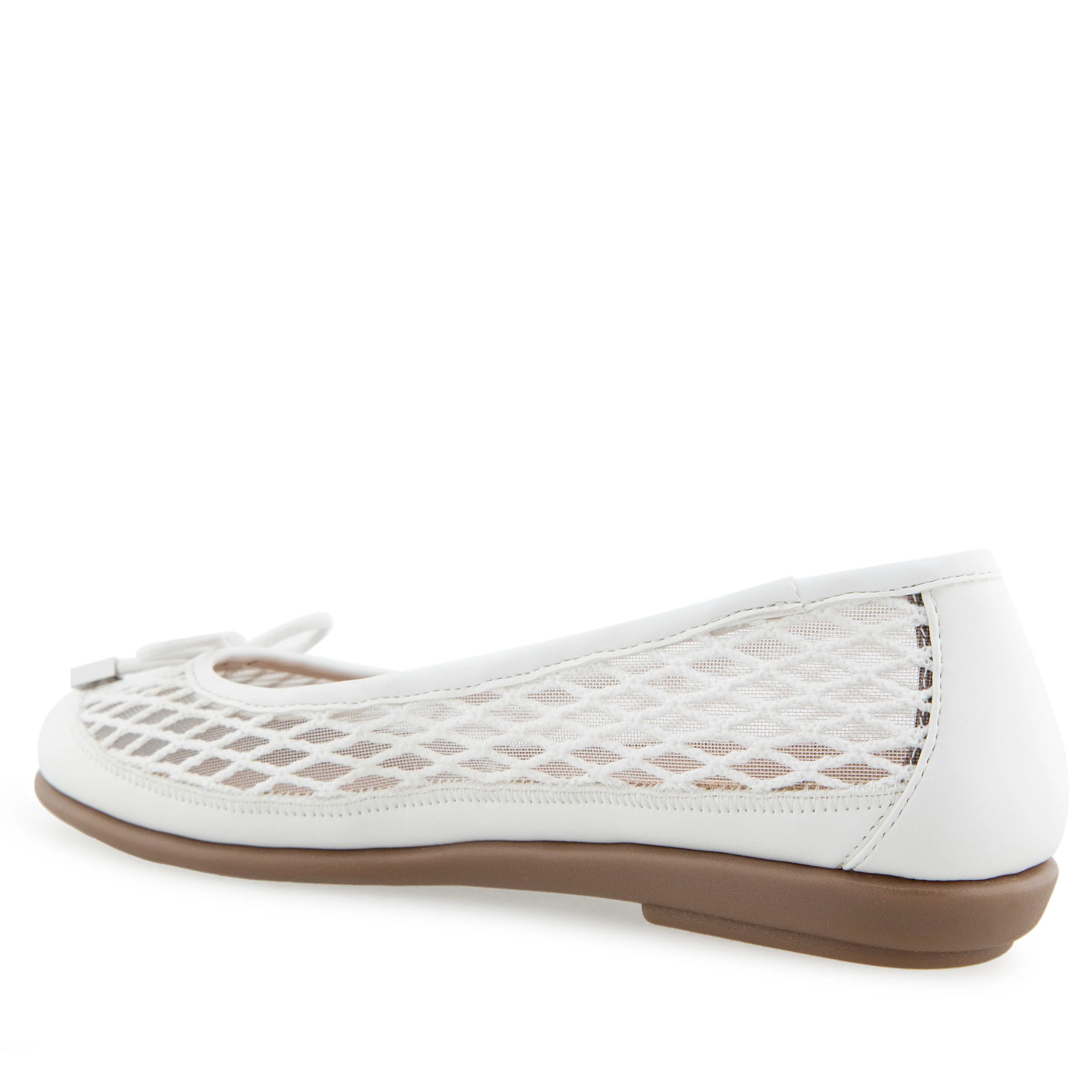 Bria Casual Flat | White Mesh Fabric - Image 2