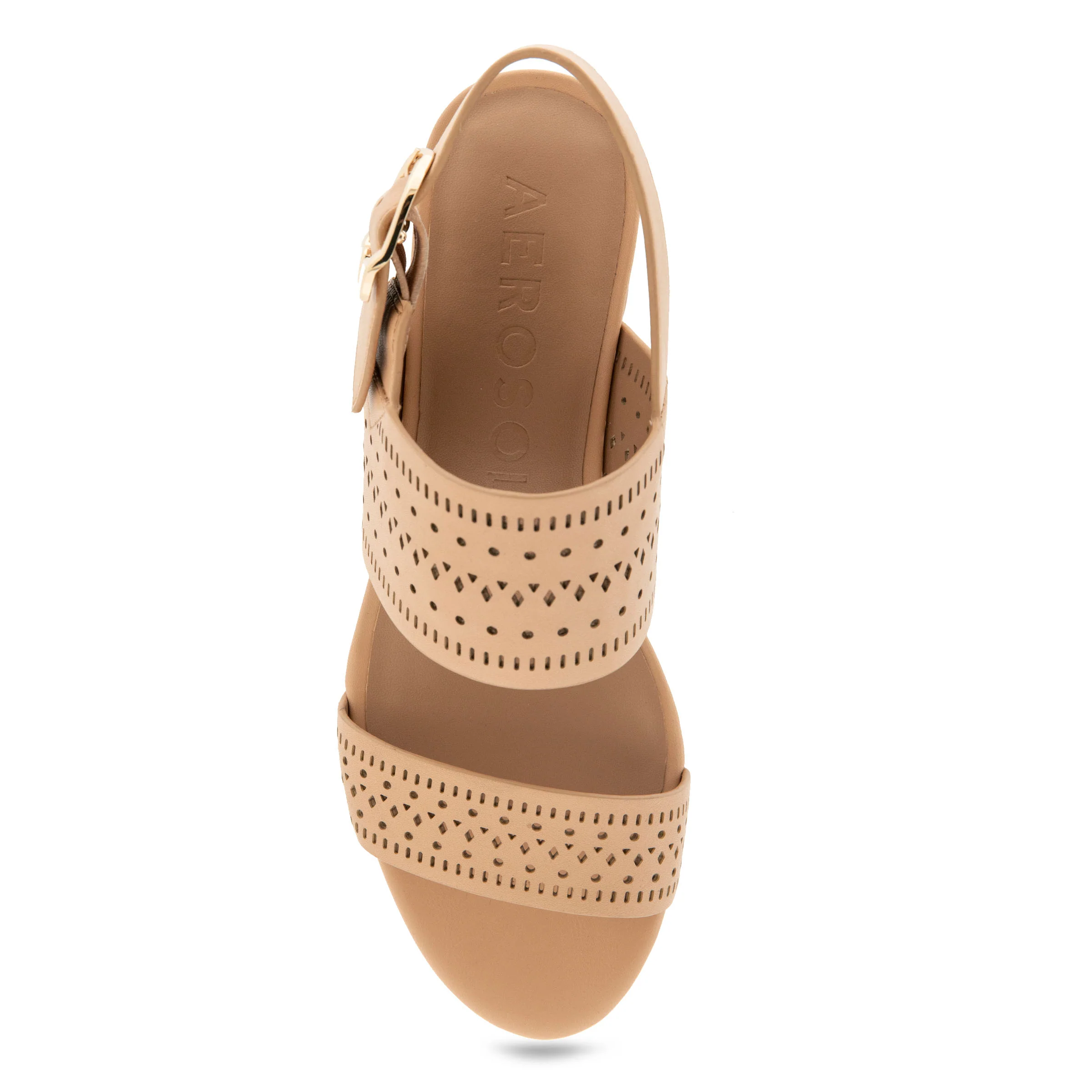 Camera Sandal Platform | Beige Bisque Faux Leather - Image 3