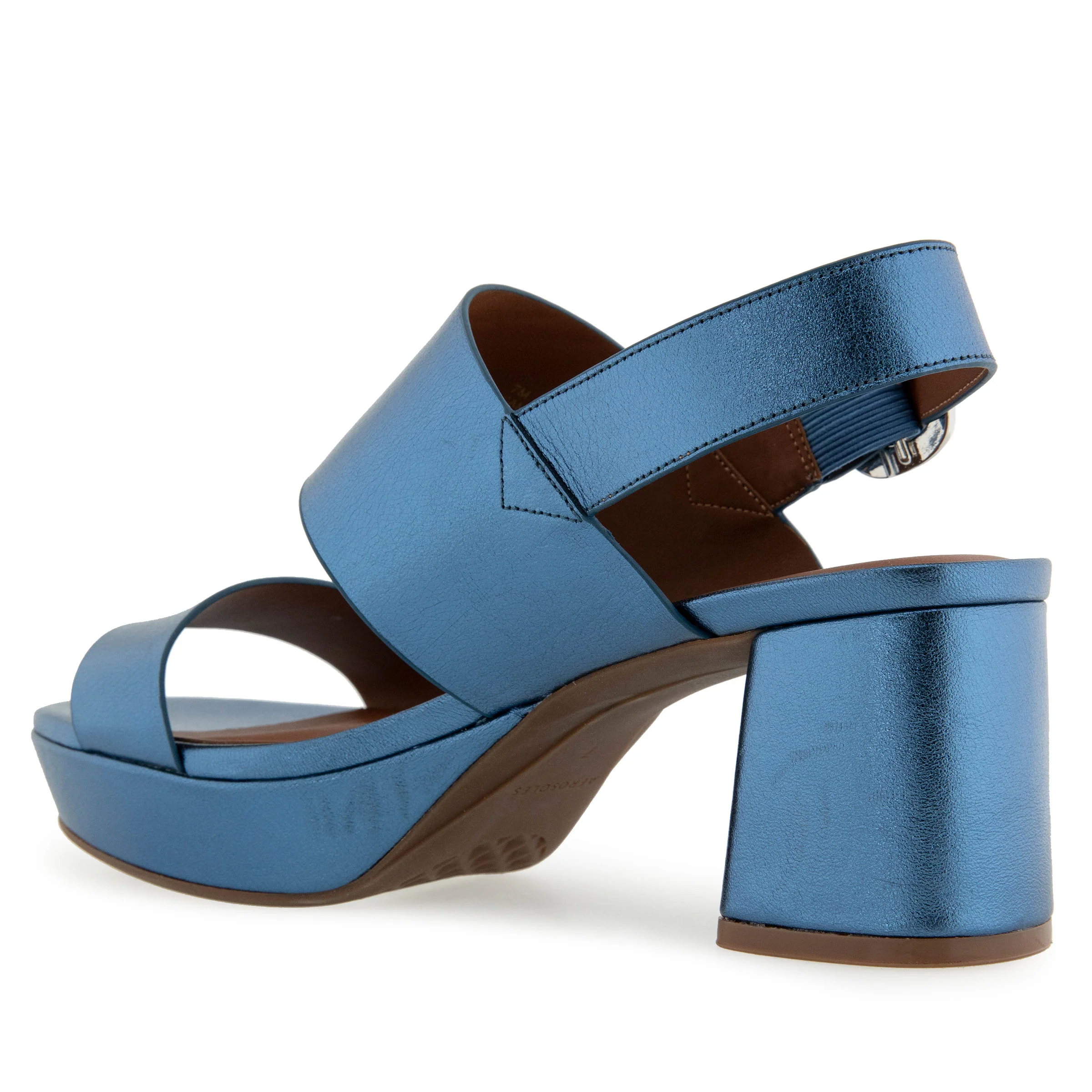 Camera Sandal Platform | Blue Metallic Leather - Image 2