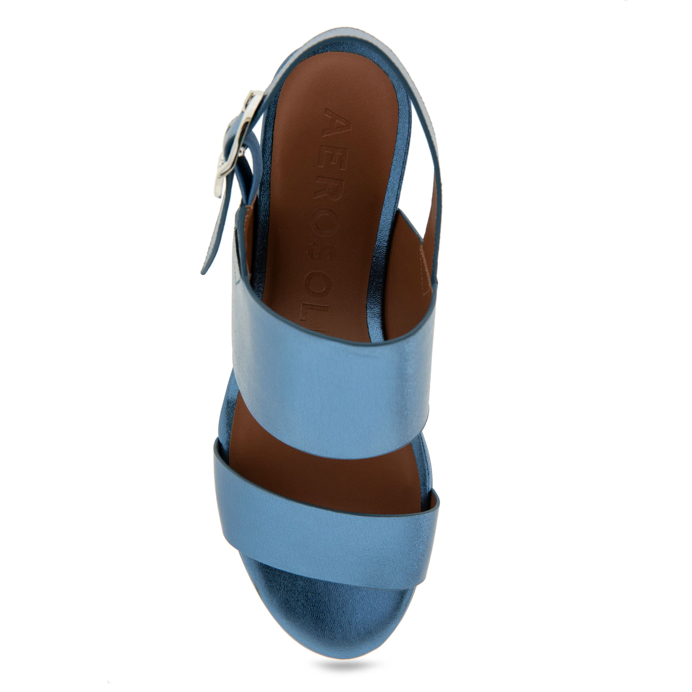 Camera Sandal Platform | Blue Metallic Leather - Image 3