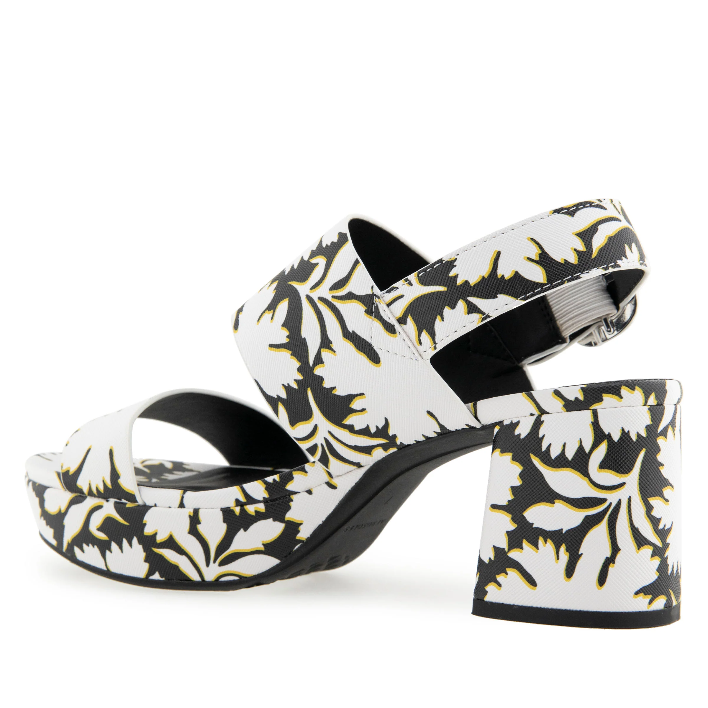 Camera Sandal Platform | Bright White Floral Faux Leather - Image 2