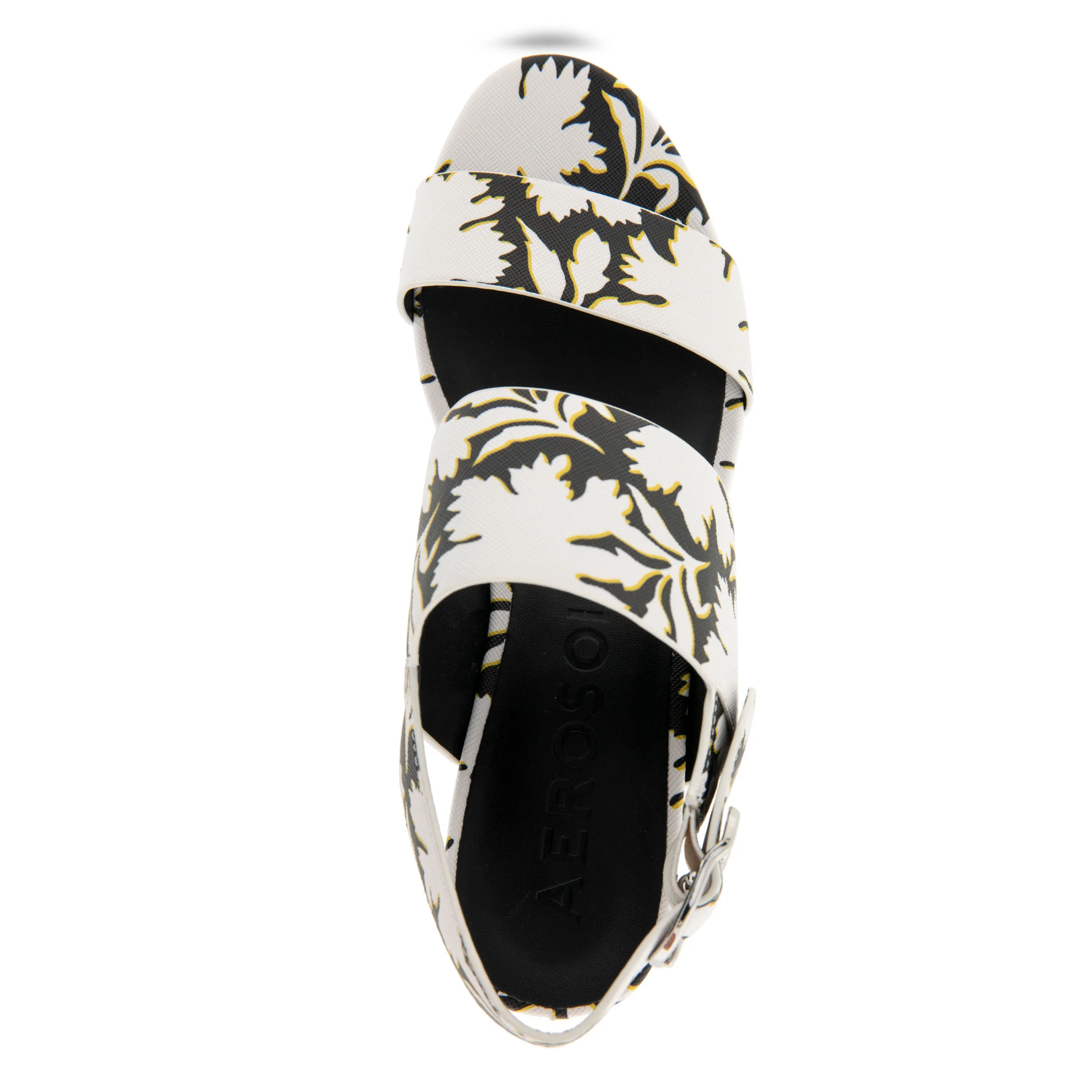Camera Sandal Platform | Bright White Floral Faux Leather - Image 3
