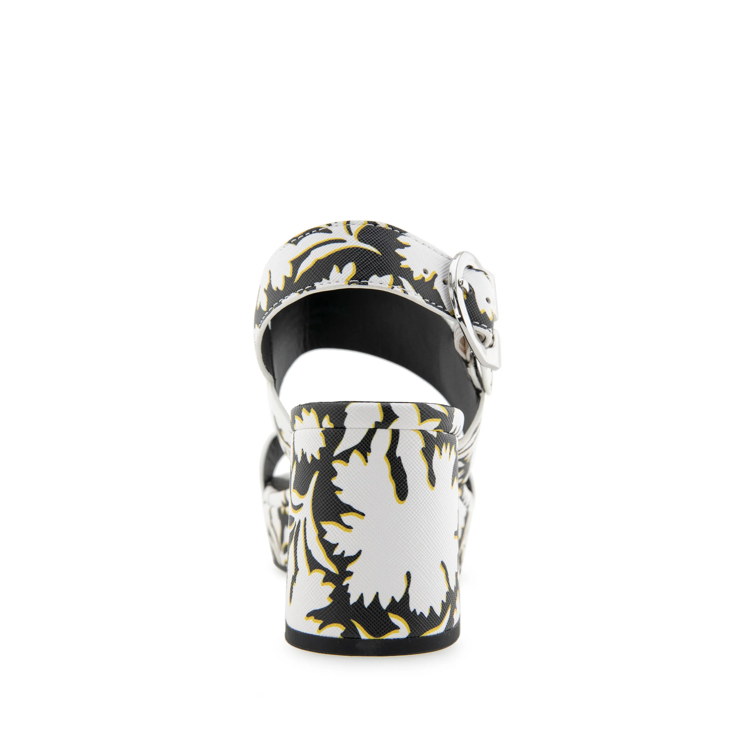 Camera Sandal Platform | Bright White Floral Faux Leather - Image 4