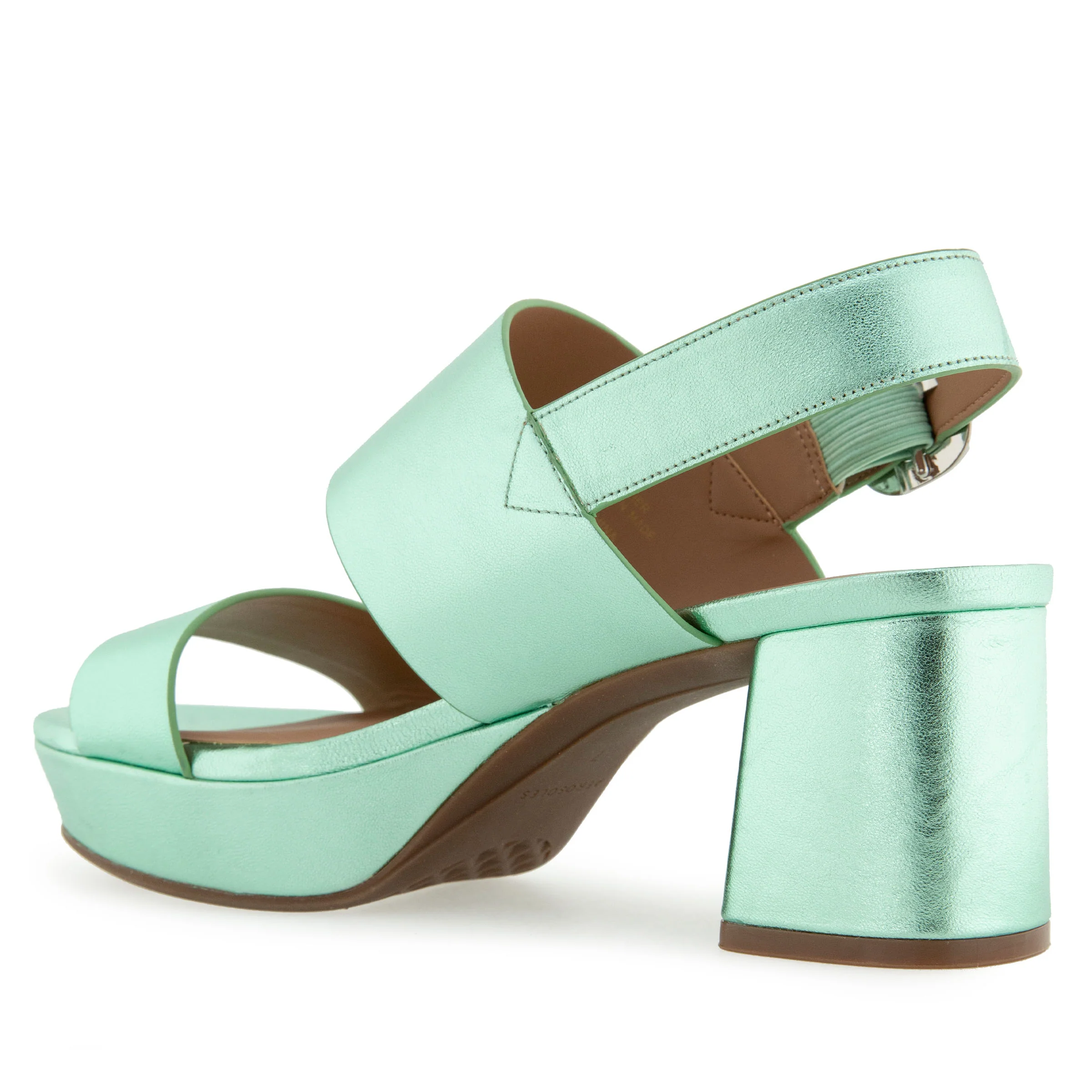 Camera Sandal Platform | Mint Metallic Leather - Image 2