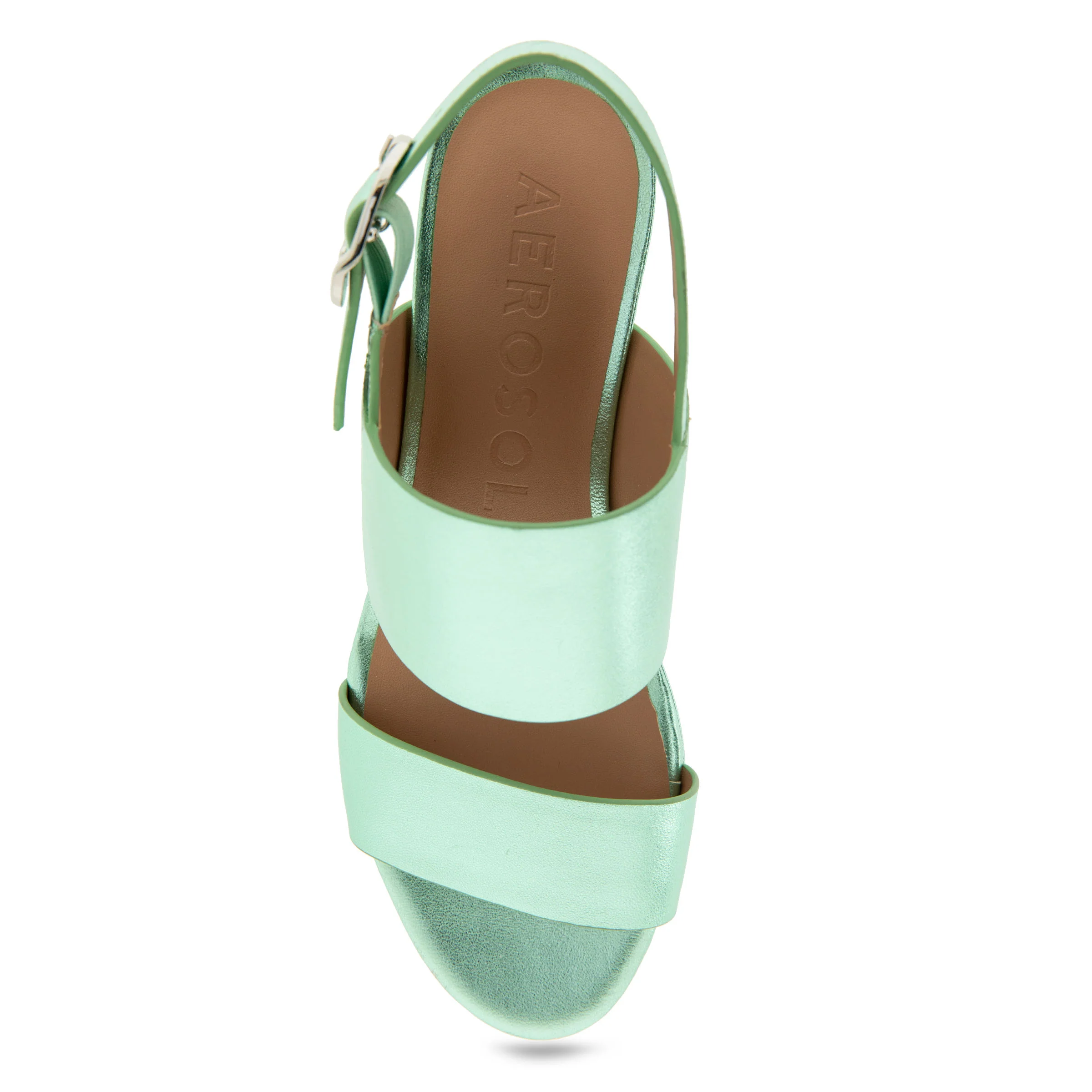 Camera Sandal Platform | Mint Metallic Leather - Image 3