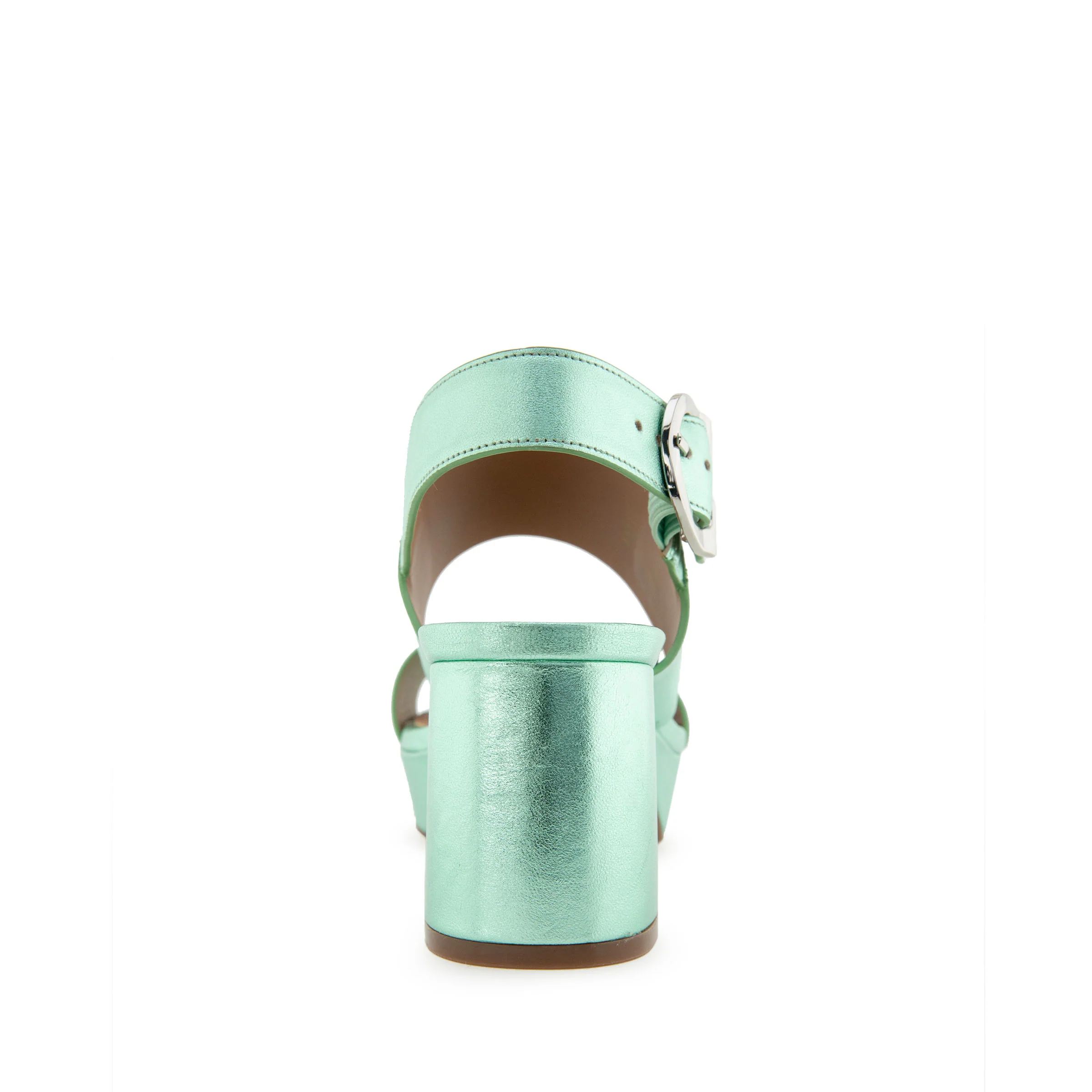 Camera Sandal Platform | Mint Metallic Leather - Image 4