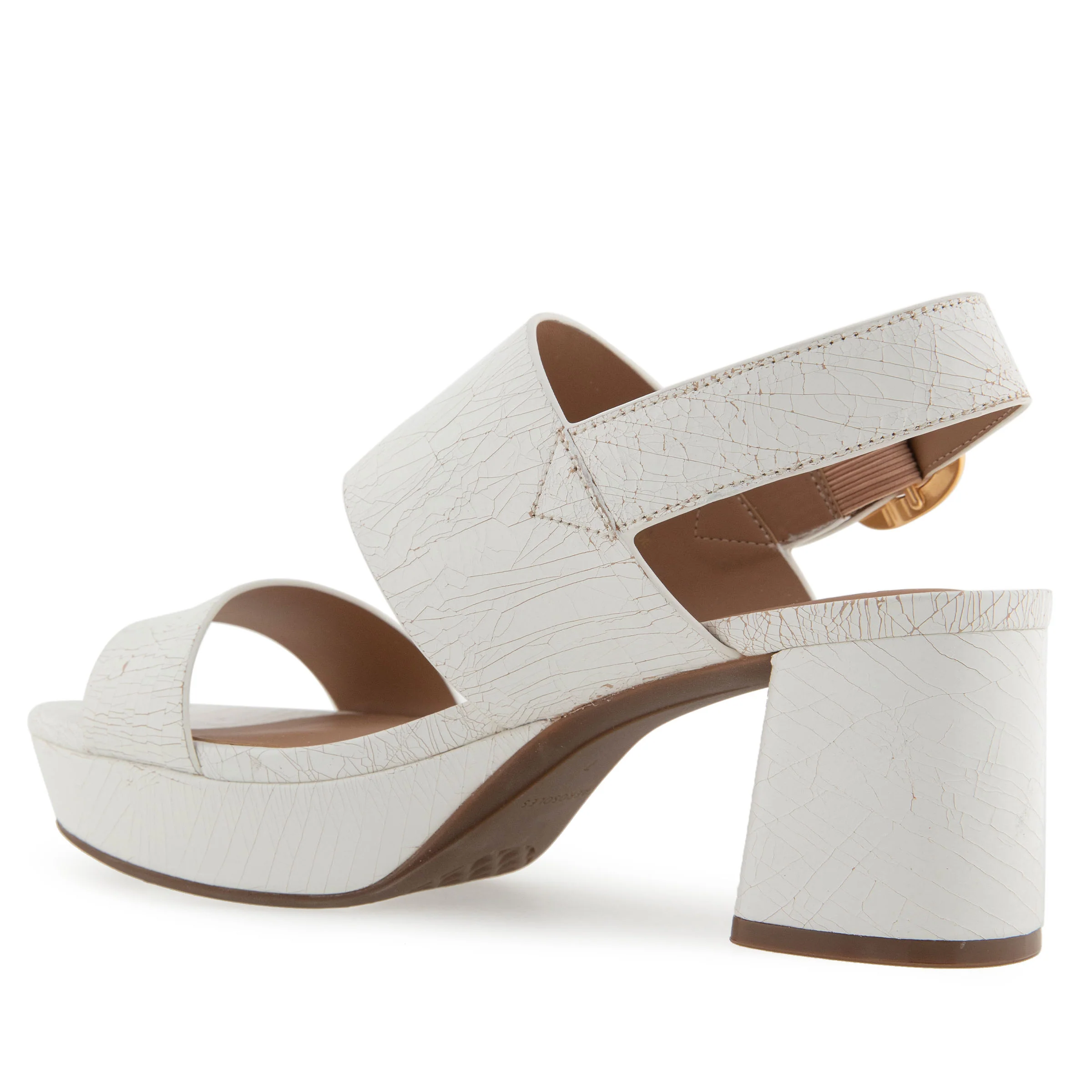Camera Sandal Platform | White Crackled Leather - Image 2