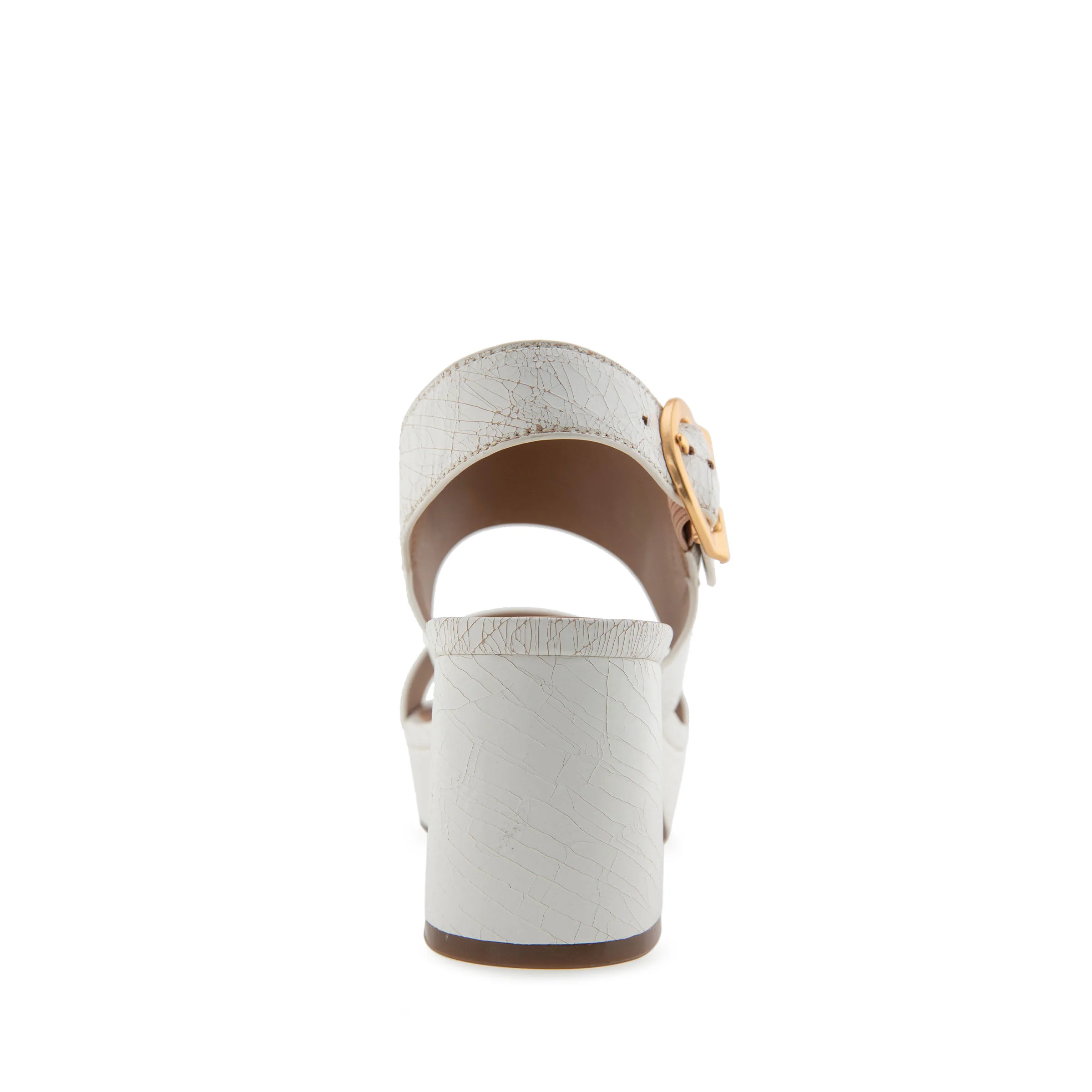 Camera Sandal Platform | White Crackled Leather - Image 4