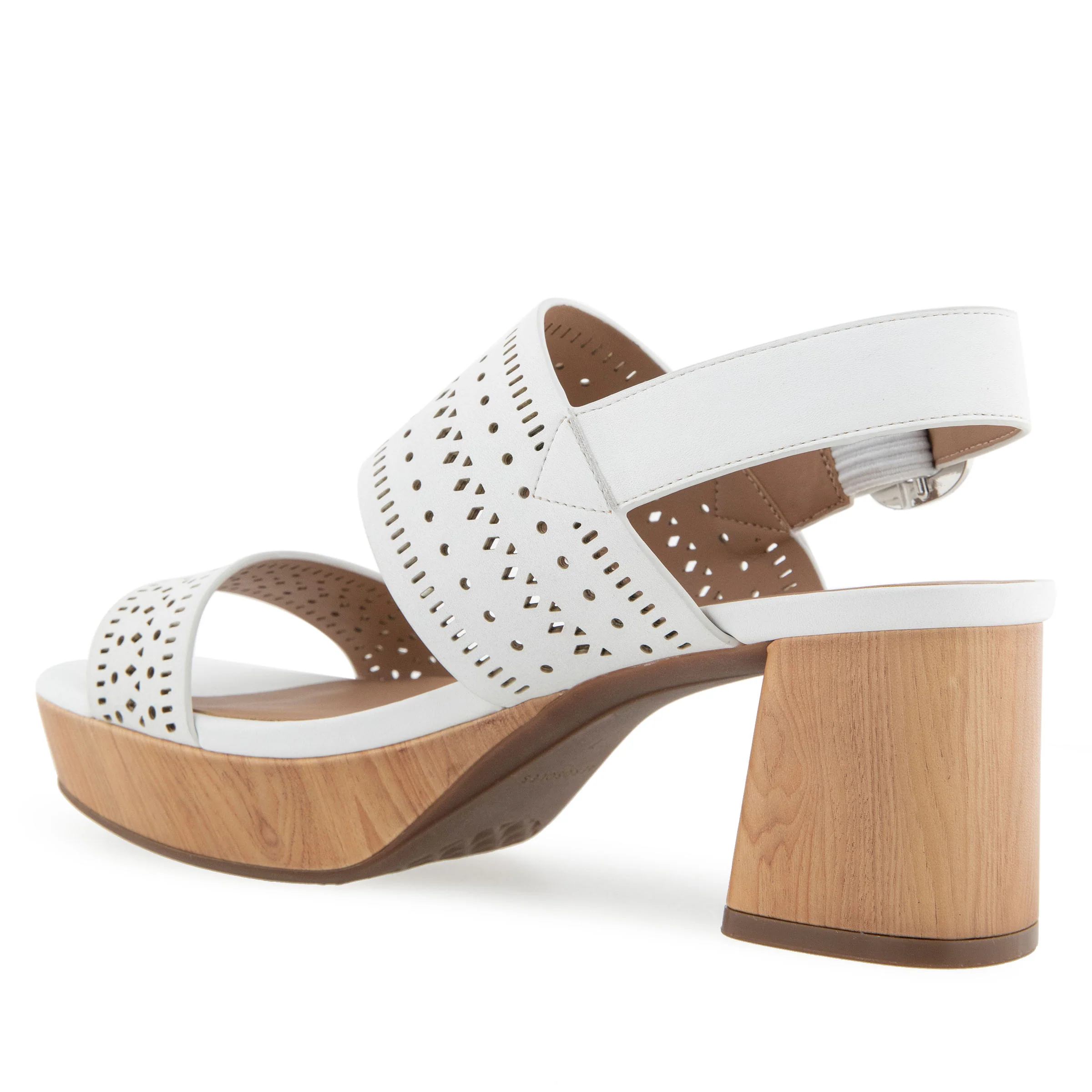 Camera Sandal Platform | White Perf Faux Leather - Image 2