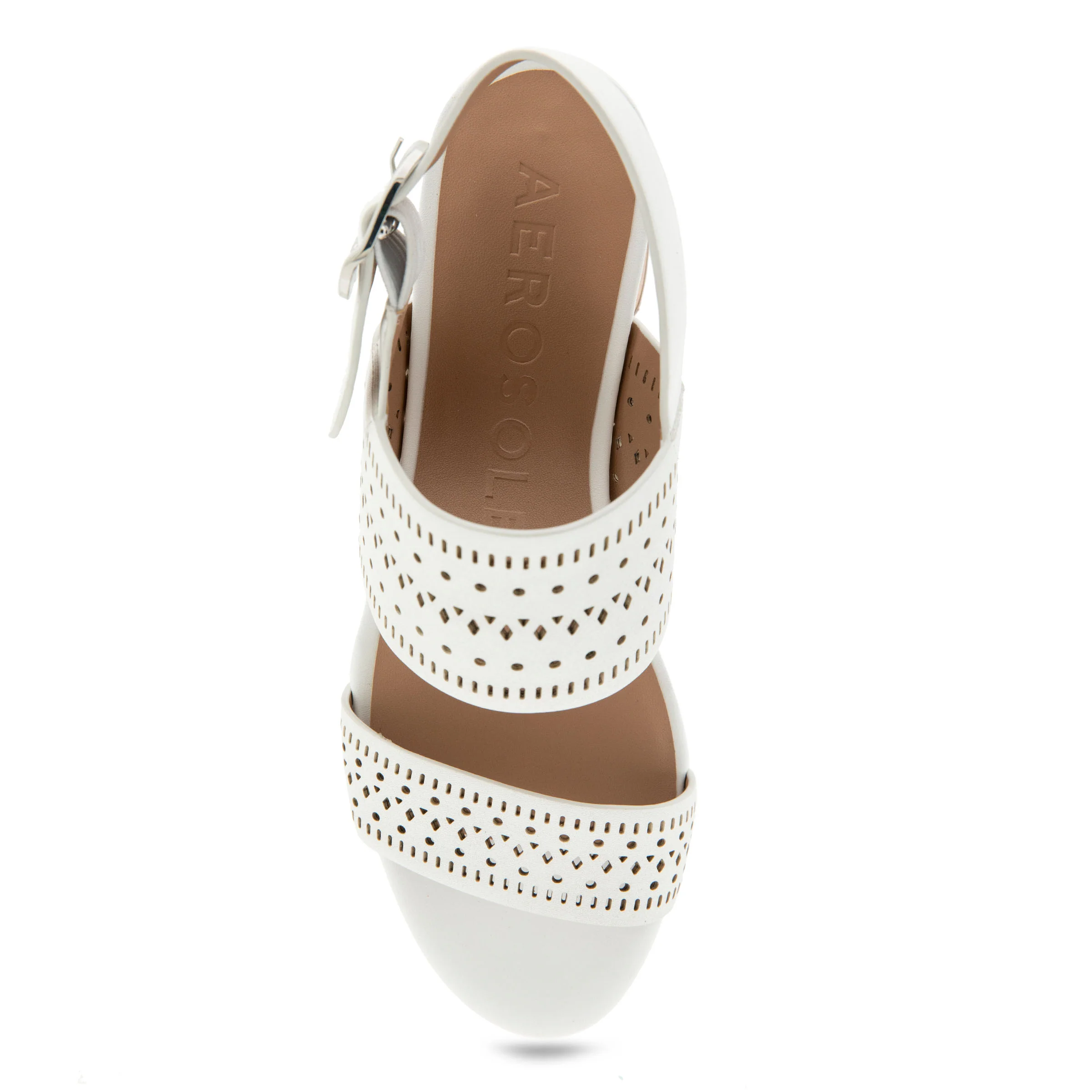 Camera Sandal Platform | White Perf Faux Leather - Image 3