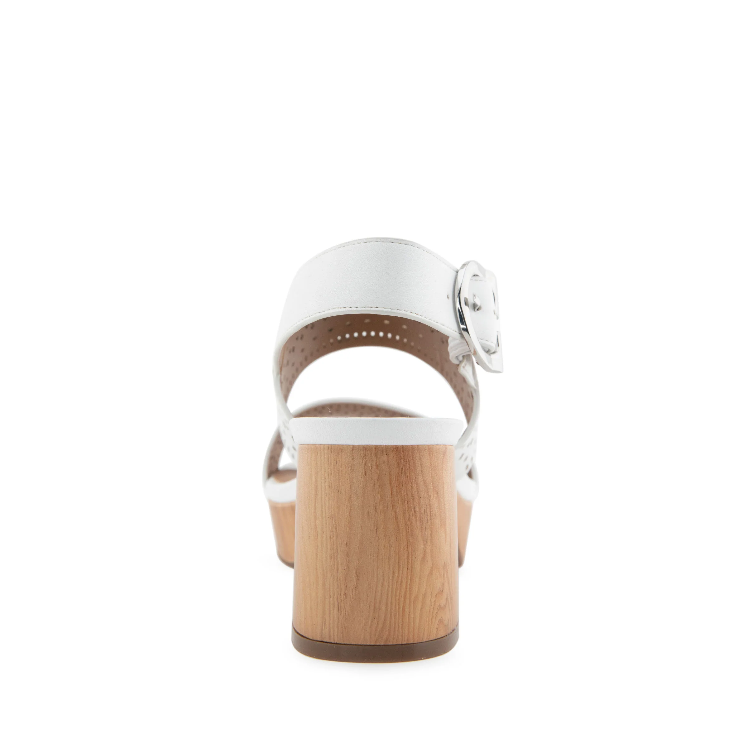 Camera Sandal Platform | White Perf Faux Leather - Image 4