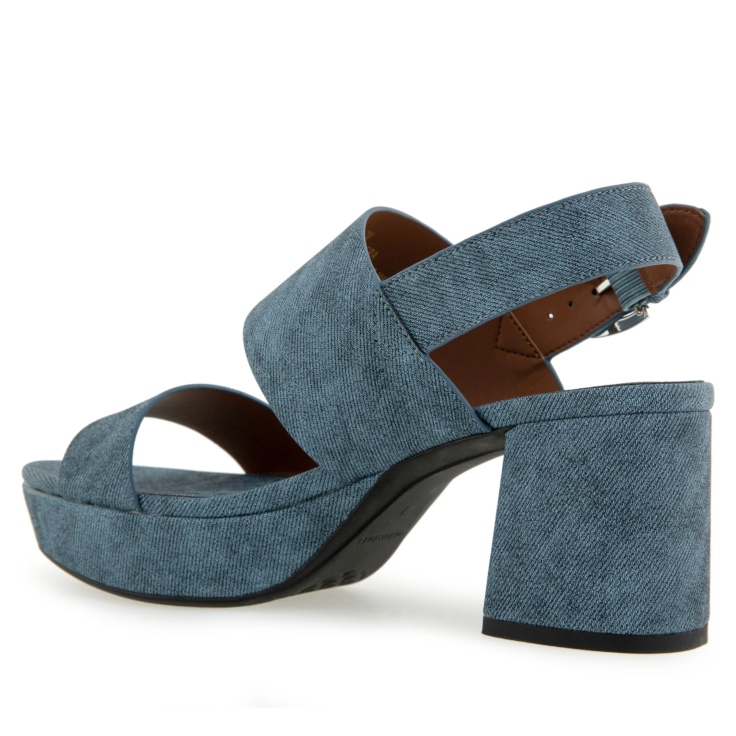 Camilia Sandal Platform | Blue Denim Textured Faux Leather - Image 2