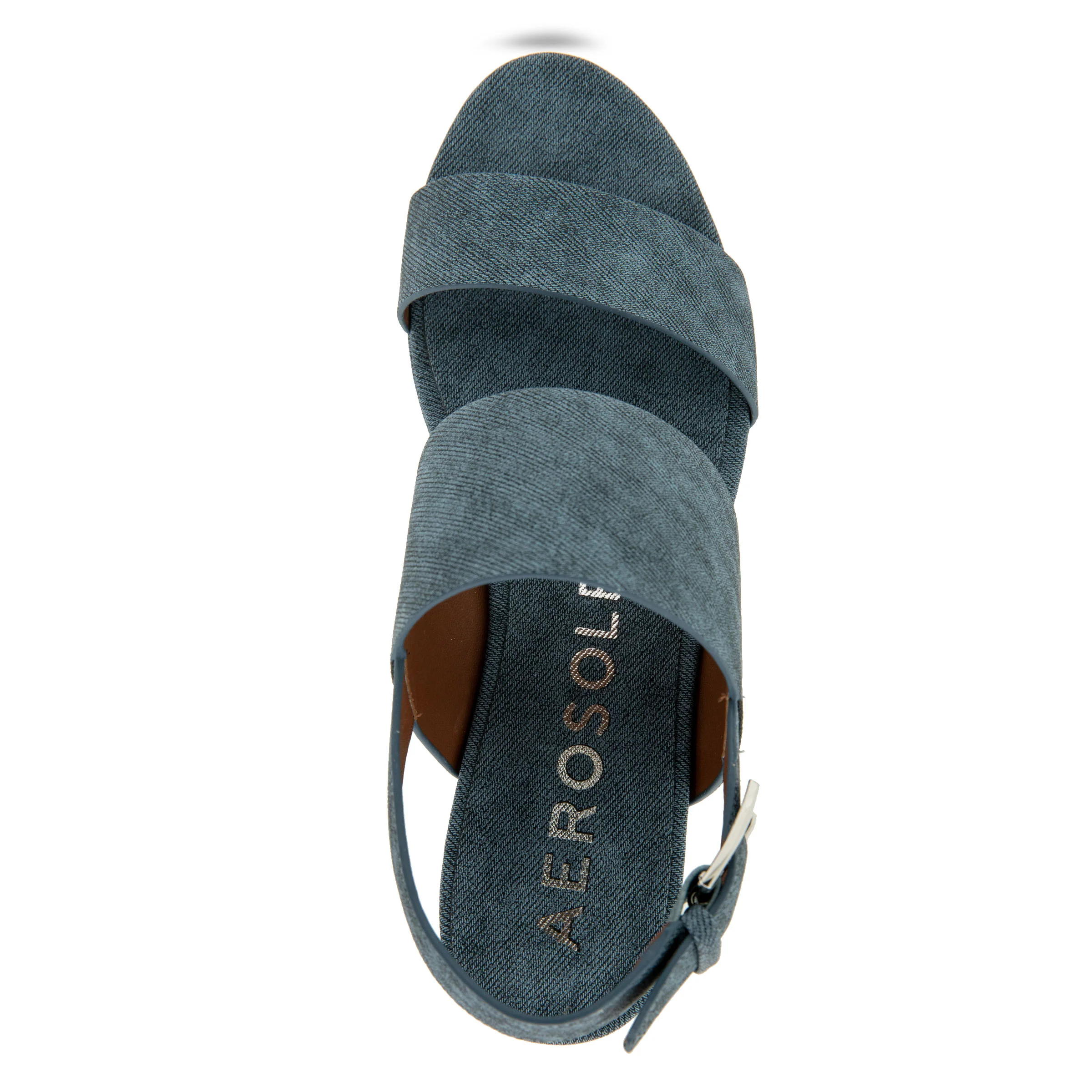Camilia Sandal Platform | Blue Denim Textured Faux Leather - Image 3