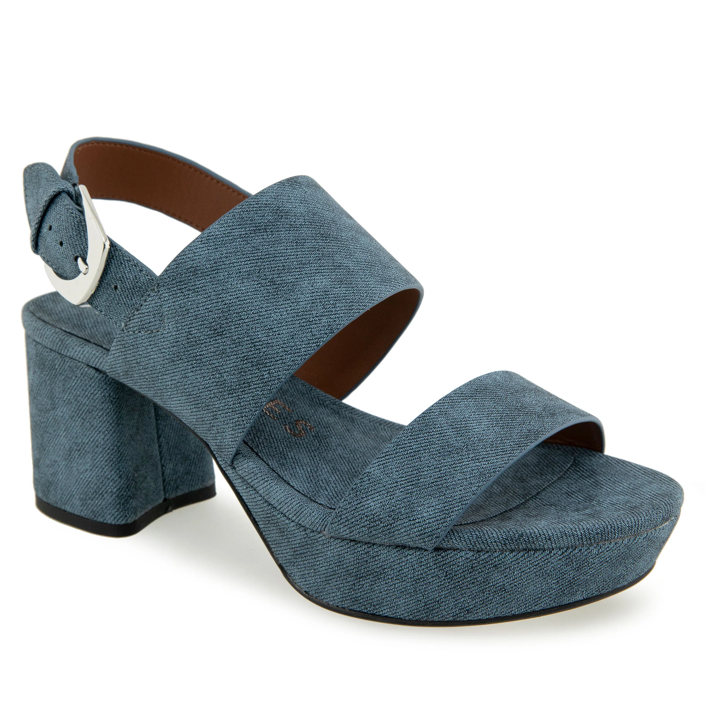 Camilia Sandal Platform | Blue Jean Denim Textured Faux Leather