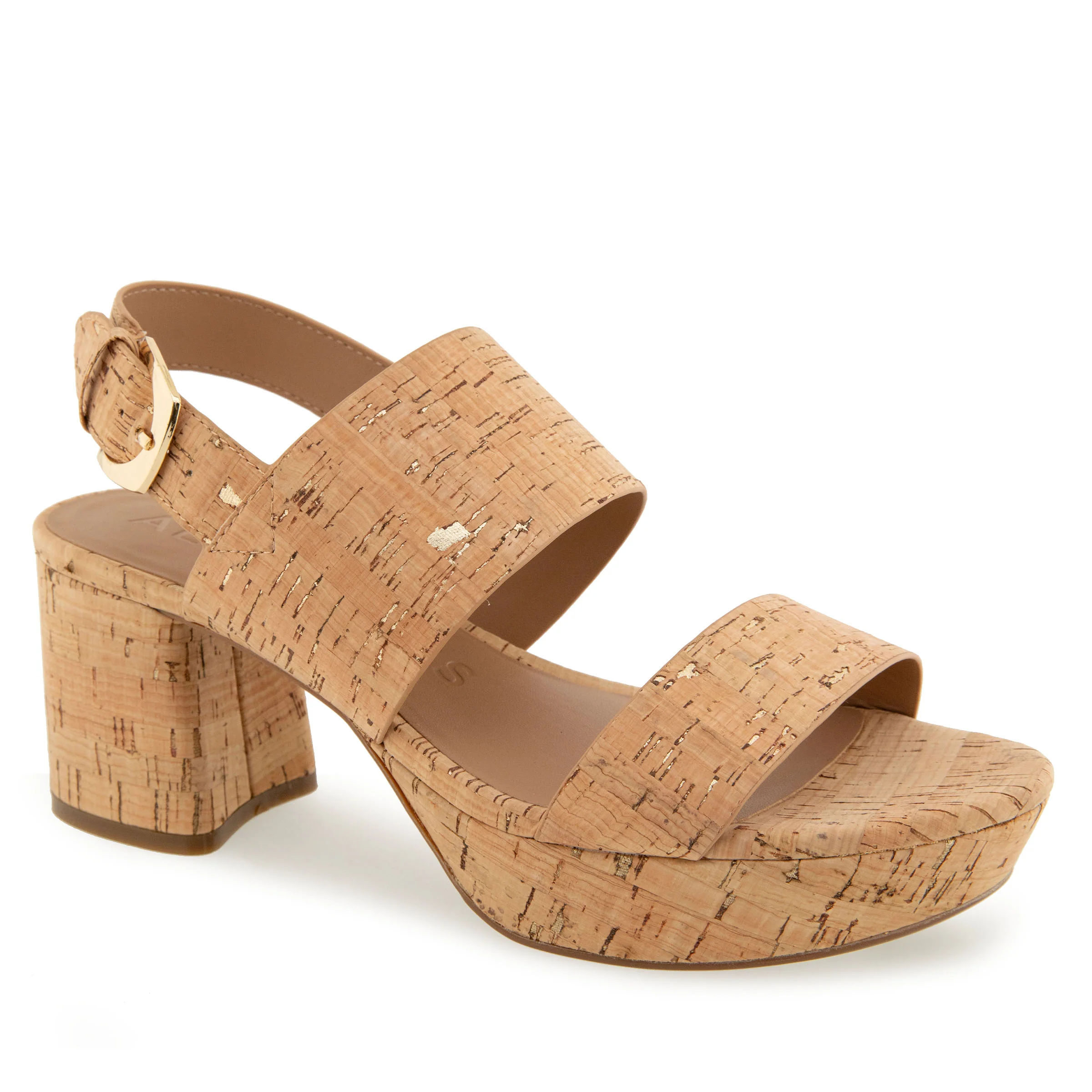 Camilia Sandal Platform | Cork/Gold Fleck