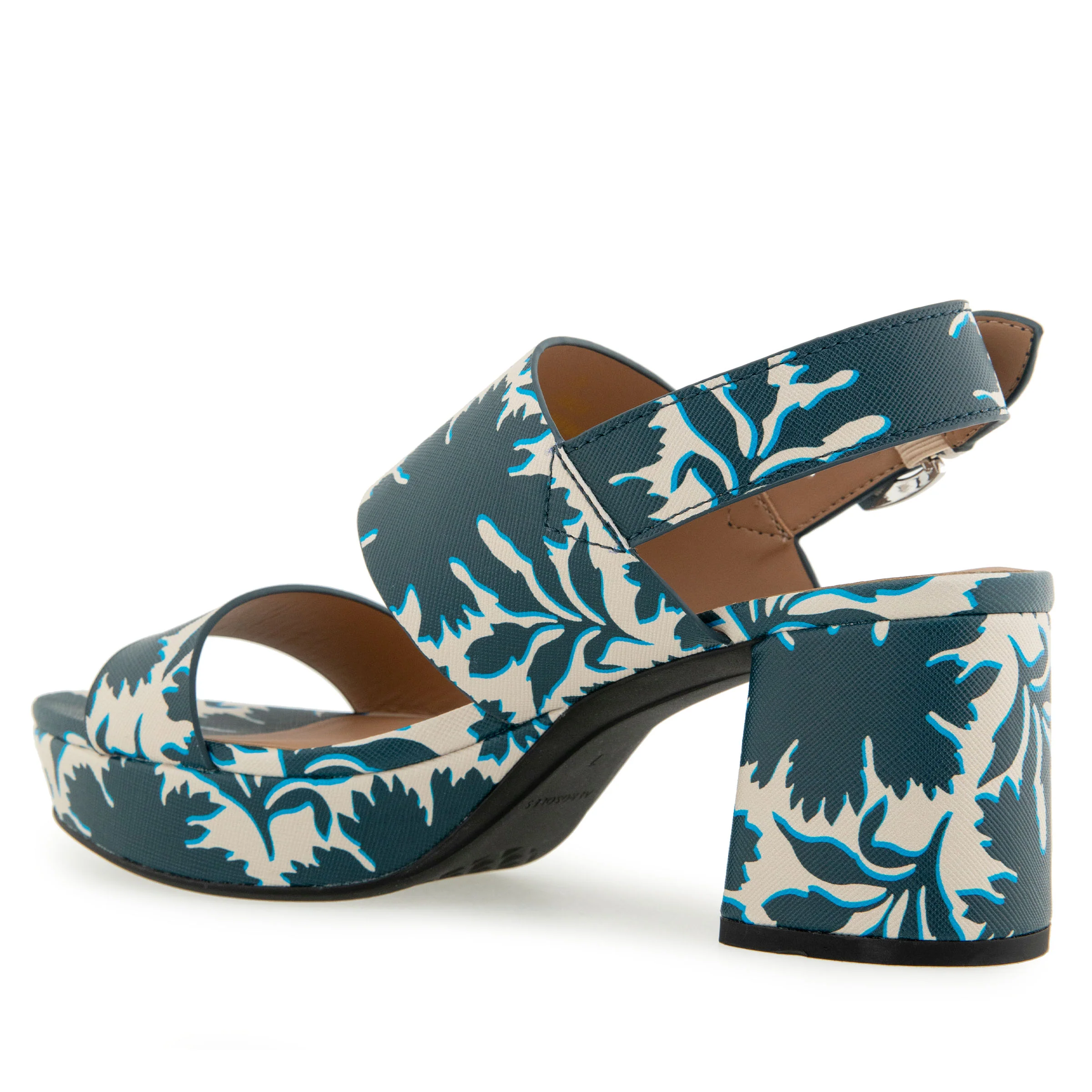 Camilia Sandal Platform | Navy/Eggnog Printed Floral Faux Leather - Image 2