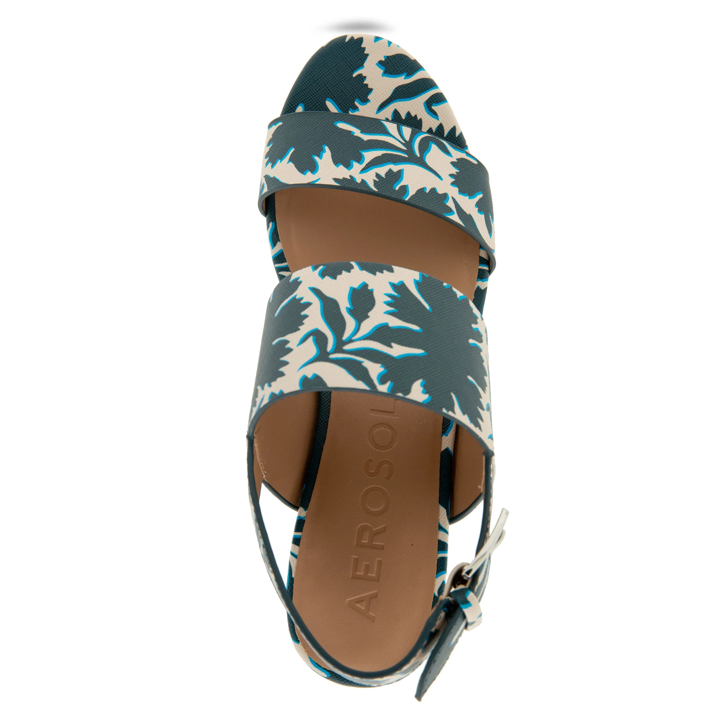 Camilia Sandal Platform | Navy/Eggnog Printed Floral Faux Leather - Image 3