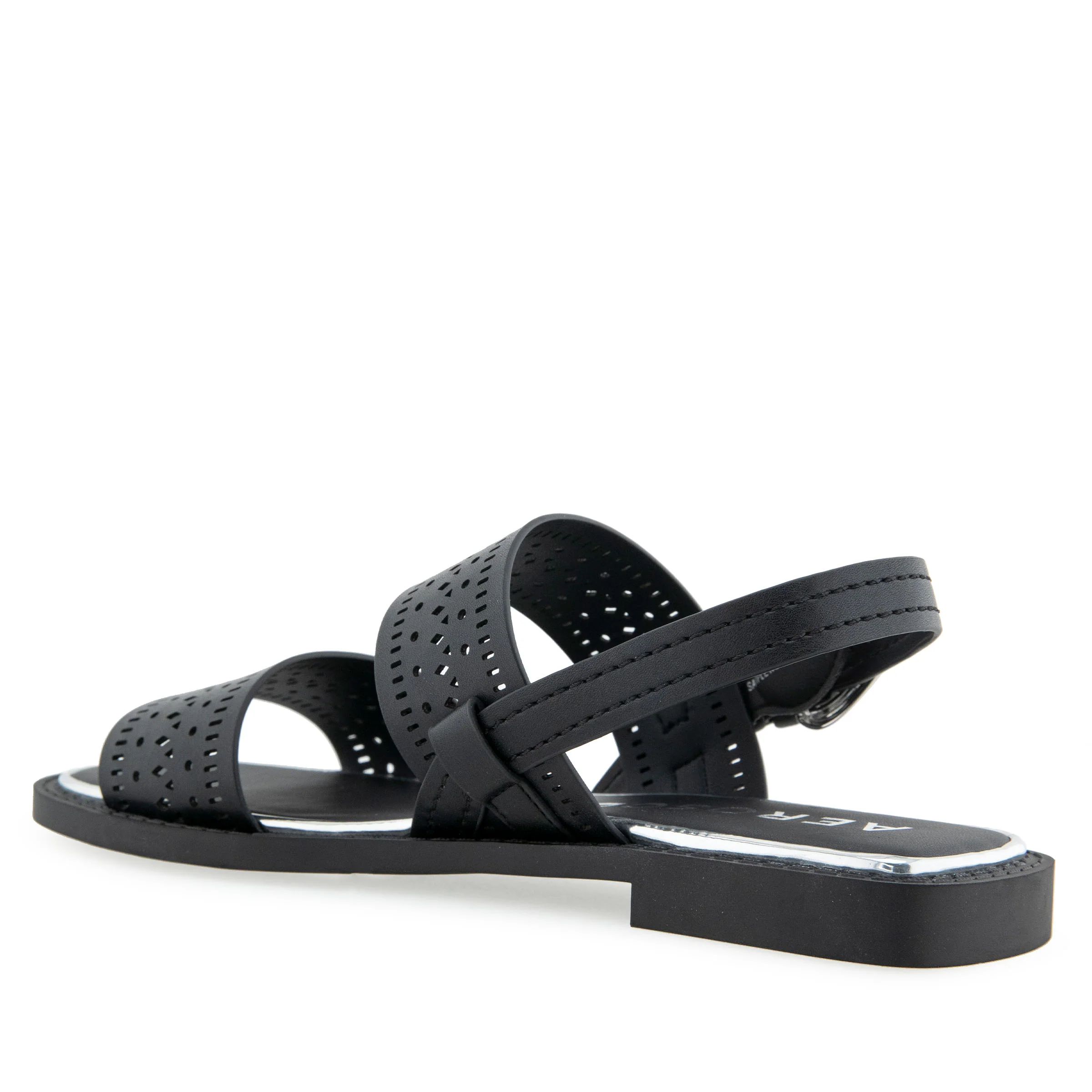 Carole Sandal Flat | Black Perf Faux Leather - Image 2