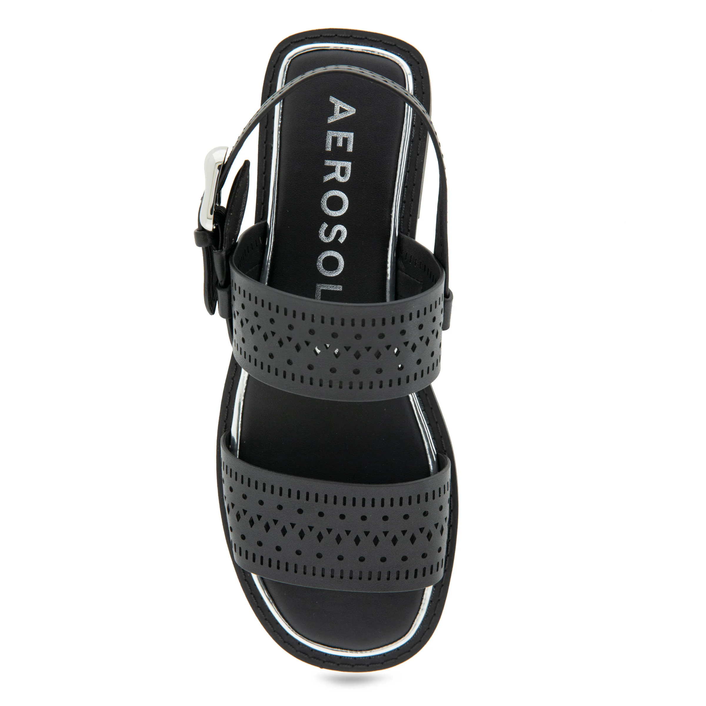 Carole Sandal Flat | Black Perf Faux Leather - Image 3