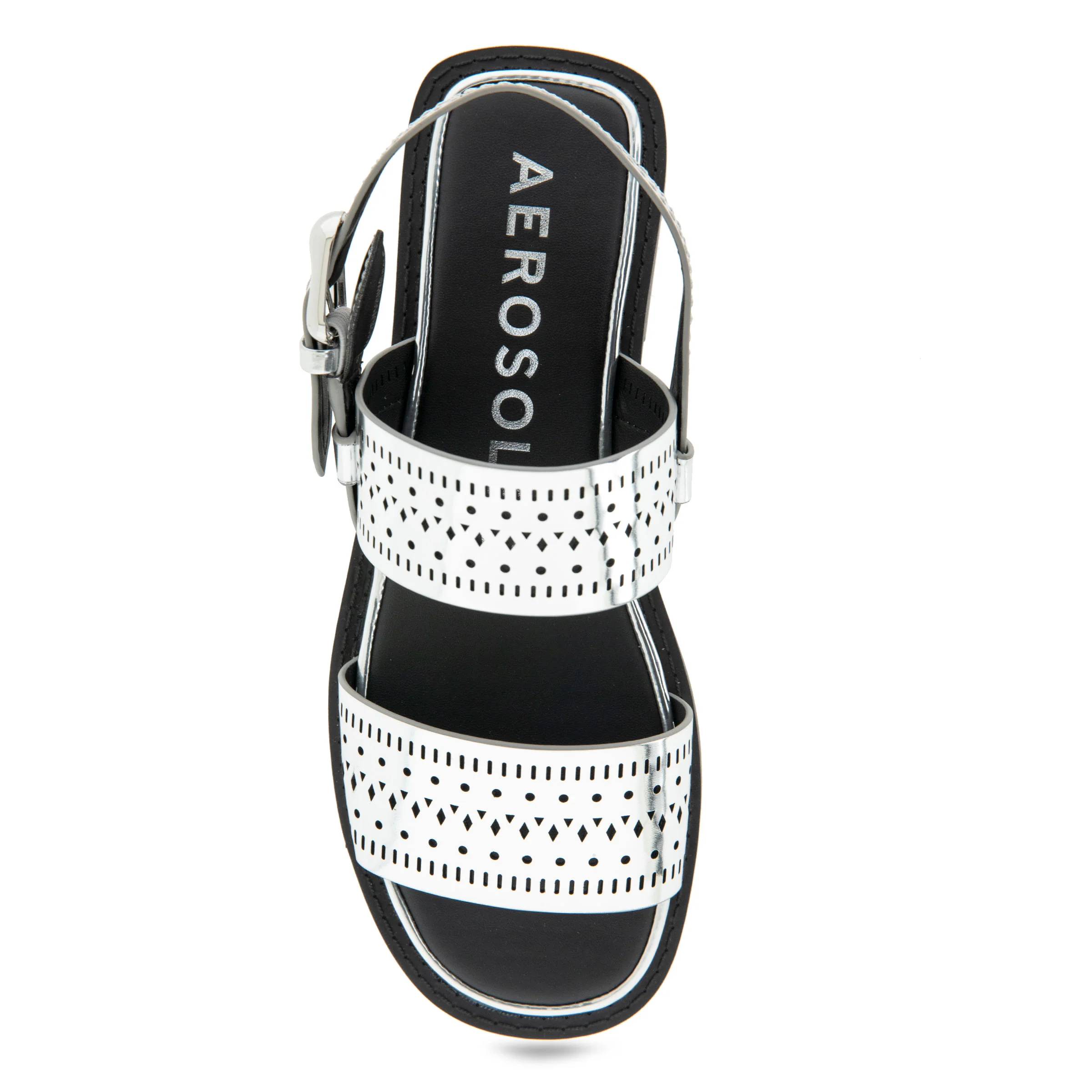Carole Sandal Flat | Silver Mirror Faux Leather - Image 3