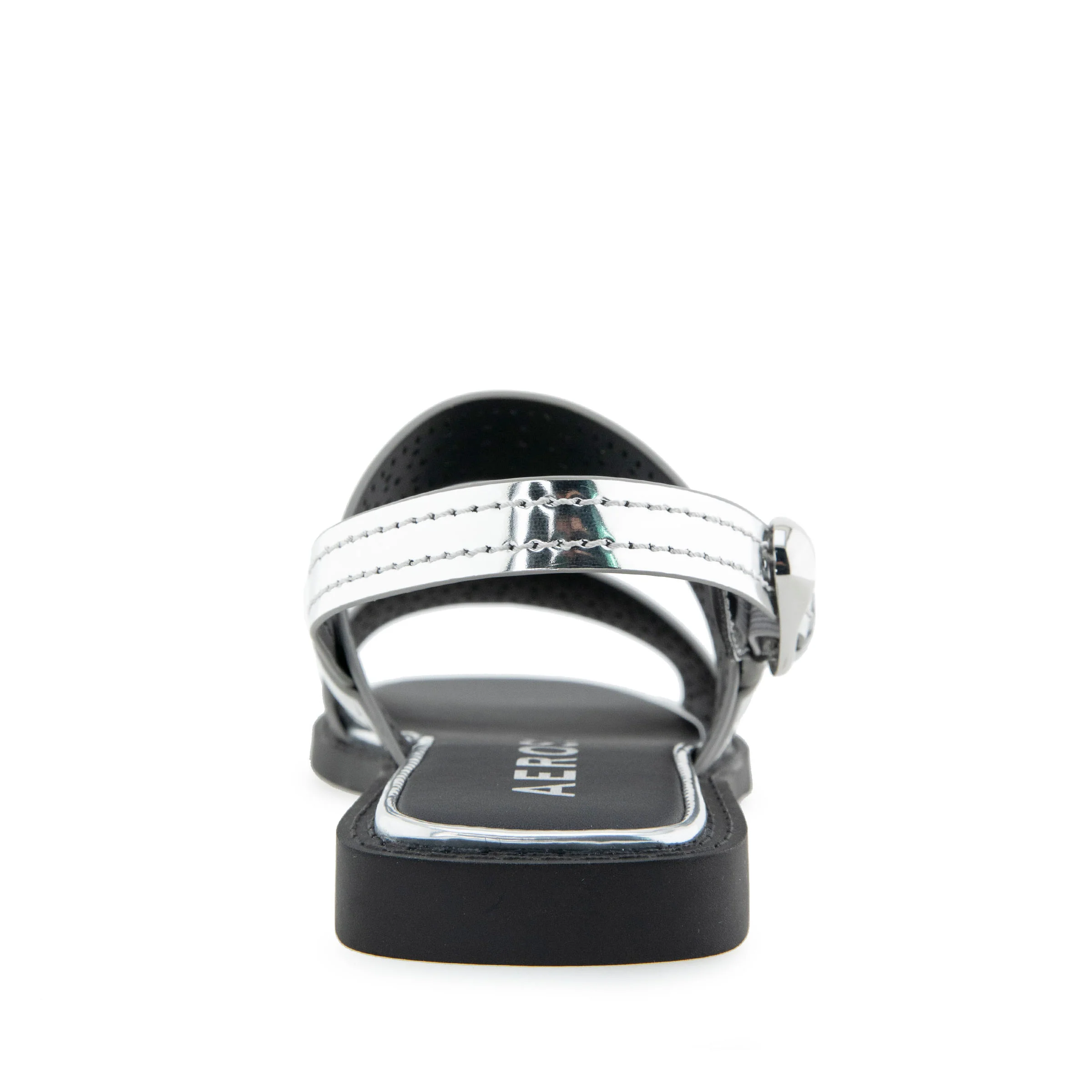 Carole Sandal Flat | Silver Mirror Faux Leather - Image 4