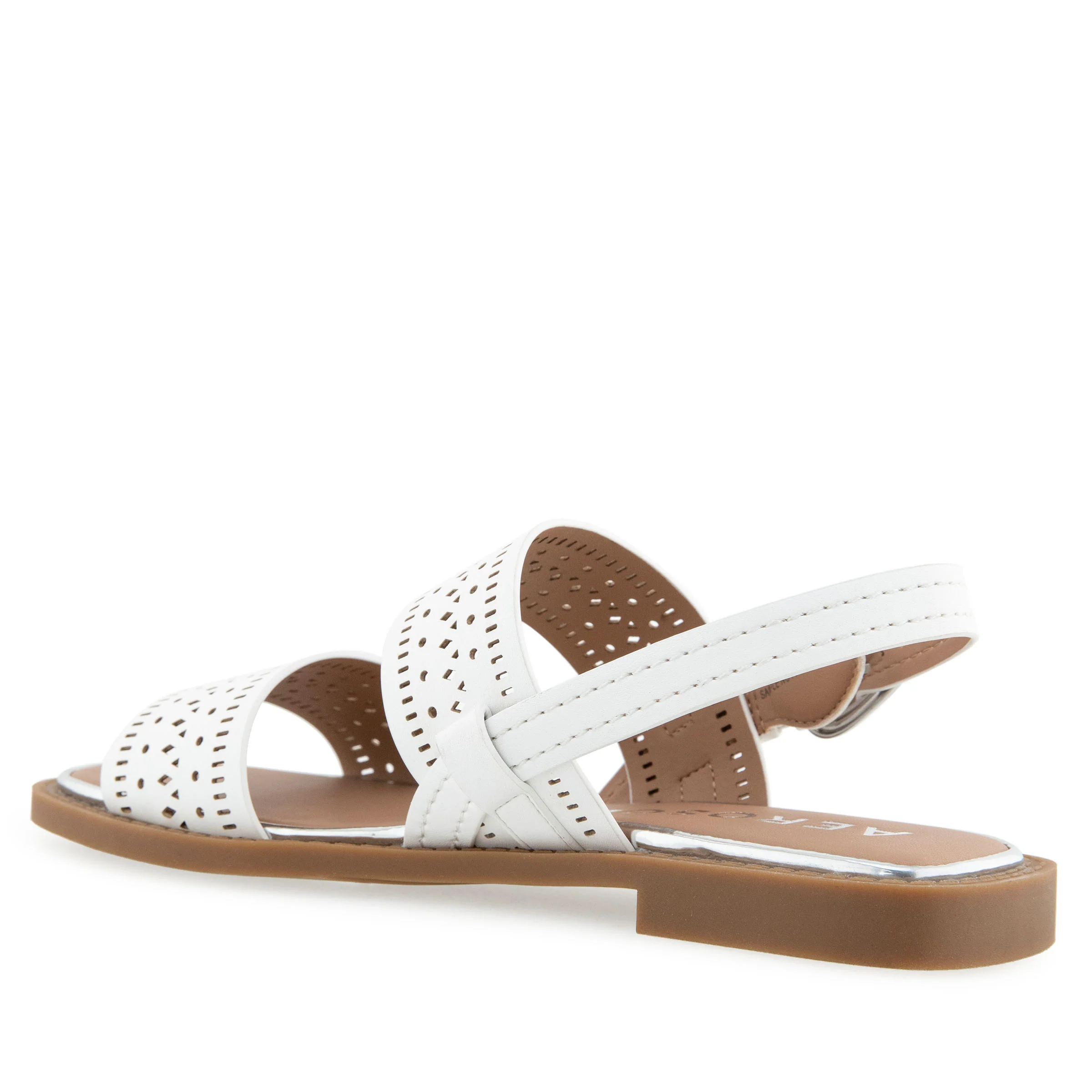 Carole Sandal Flat | White Perf Faux Leather - Image 2