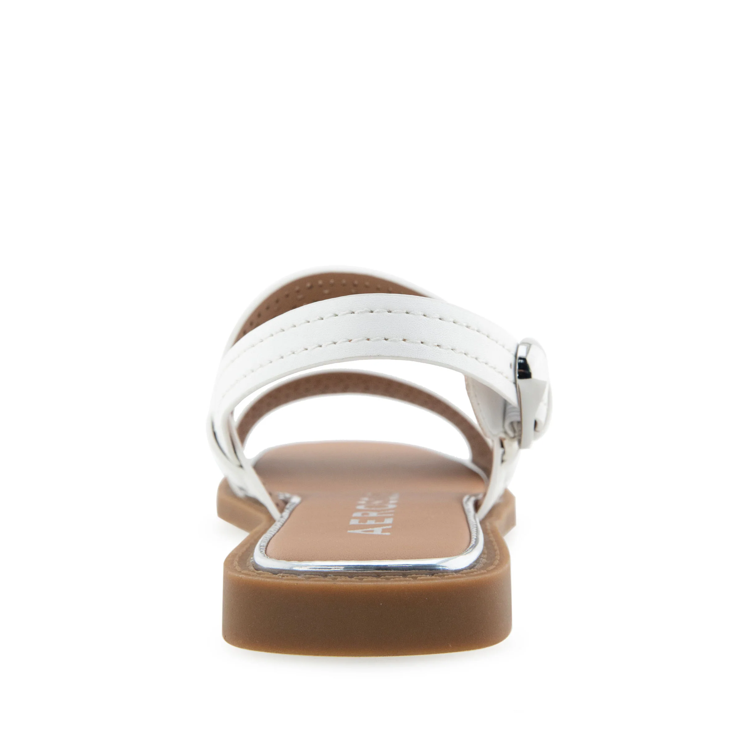 Carole Sandal Flat | White Perf Faux Leather - Image 4
