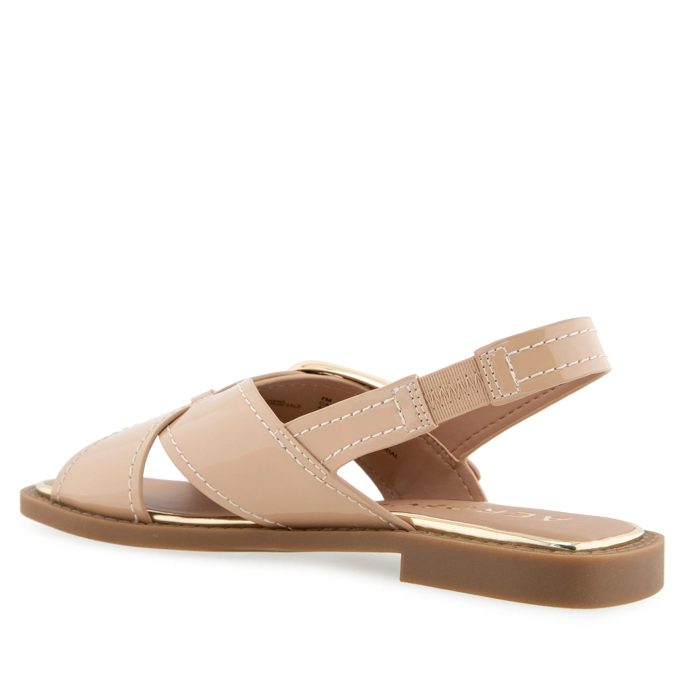 Cassa Sandal Flat | Beige Bisque Patent Faux Leather - Image 2