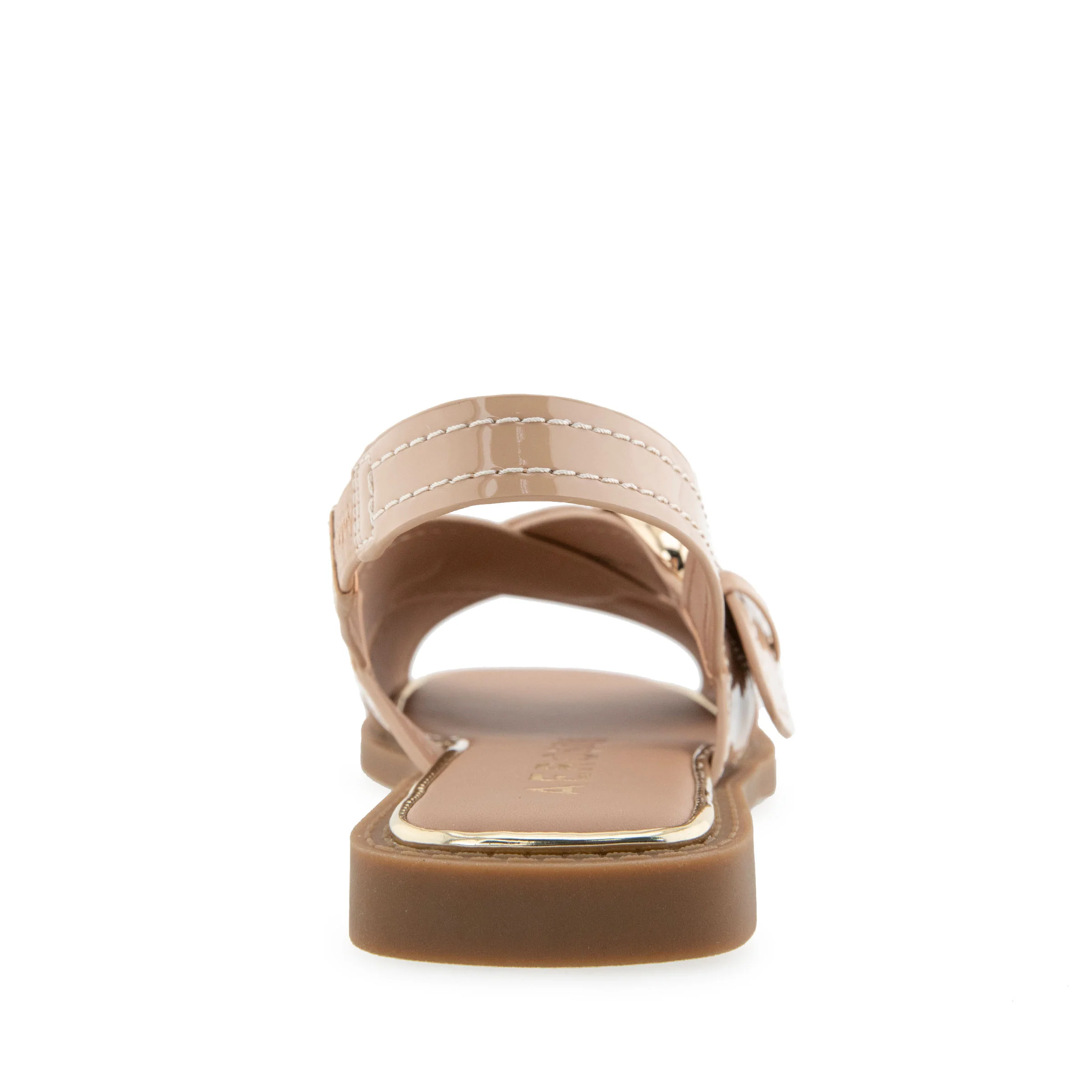 Cassa Sandal Flat | Beige Bisque Patent Faux Leather - Image 4