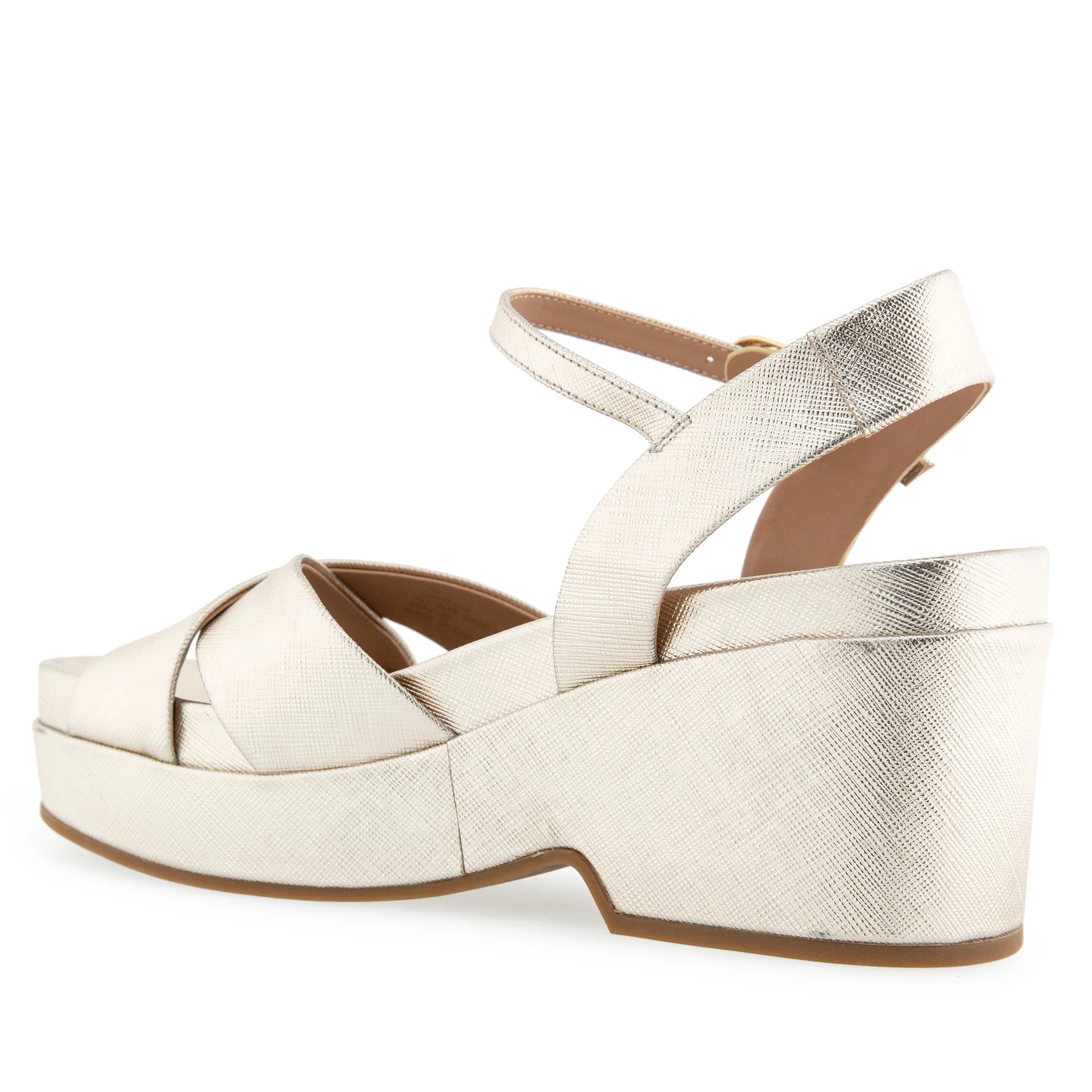 Chabella Sandal Dress Platform | Gold Metallic Textured Faux Leather - Image 2