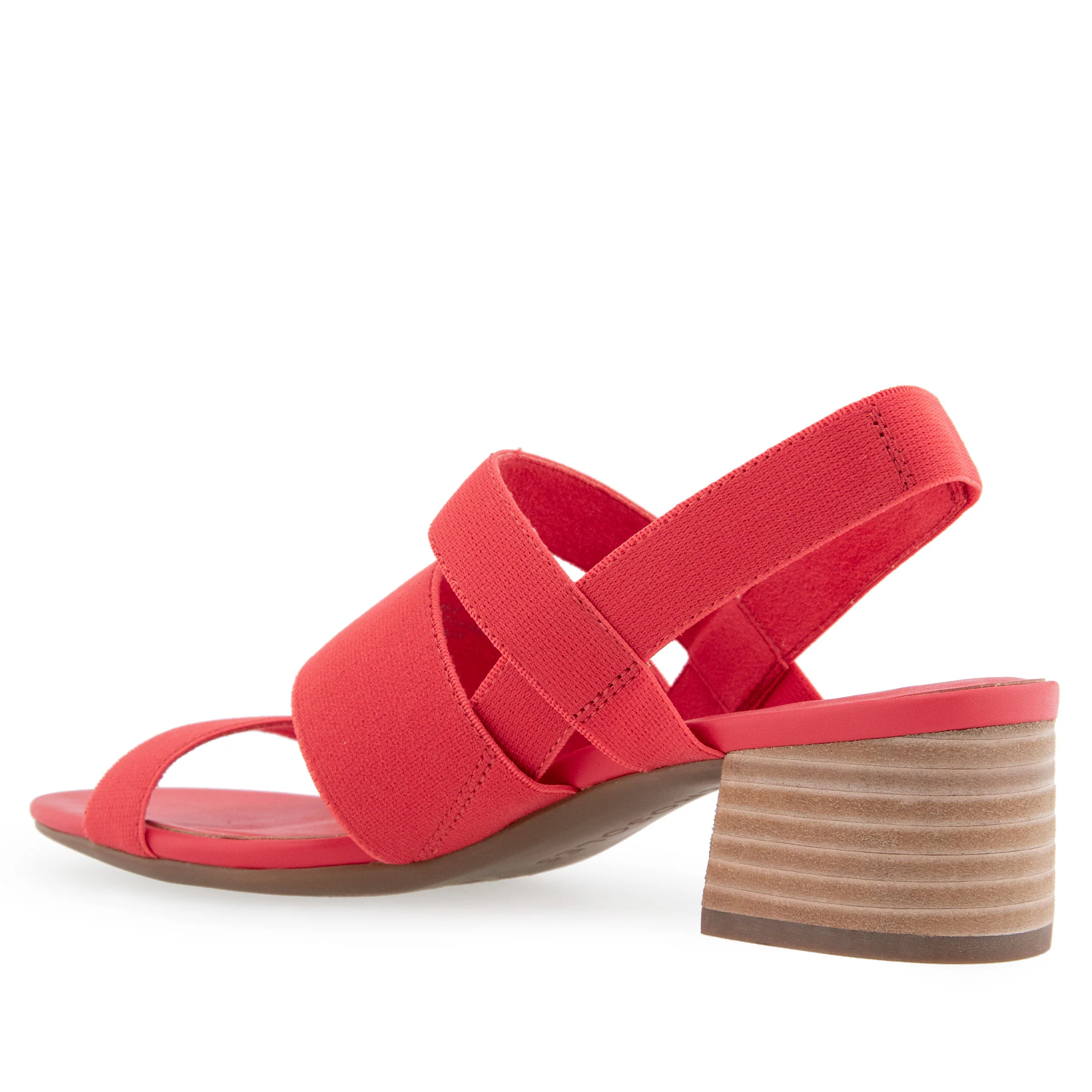 Chara Sandal Dress Block Heel | Coral Elastic Fabric - Image 2
