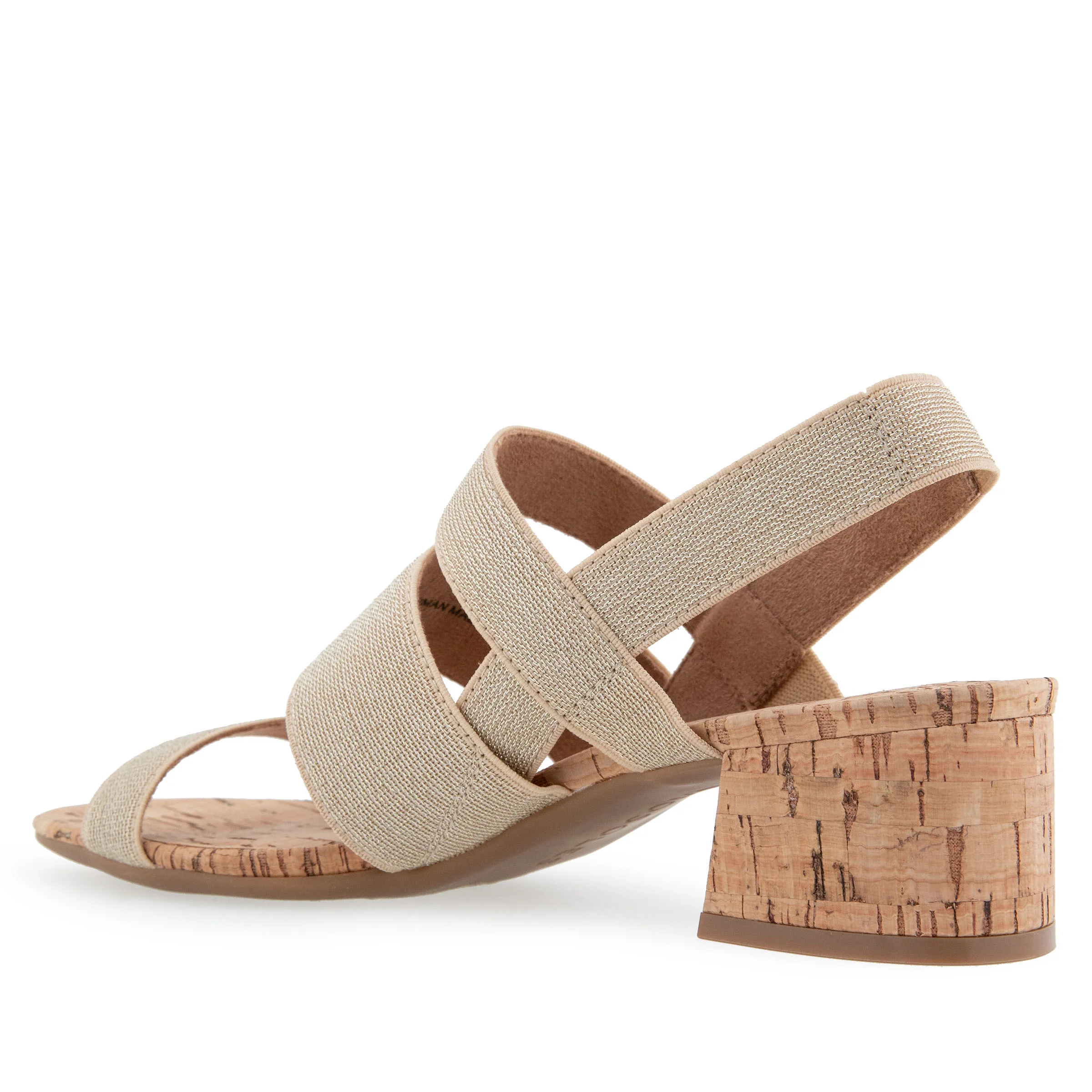 Chara Sandal Dress Block Heel | Gold Metallic Elastic Fabric - Image 2