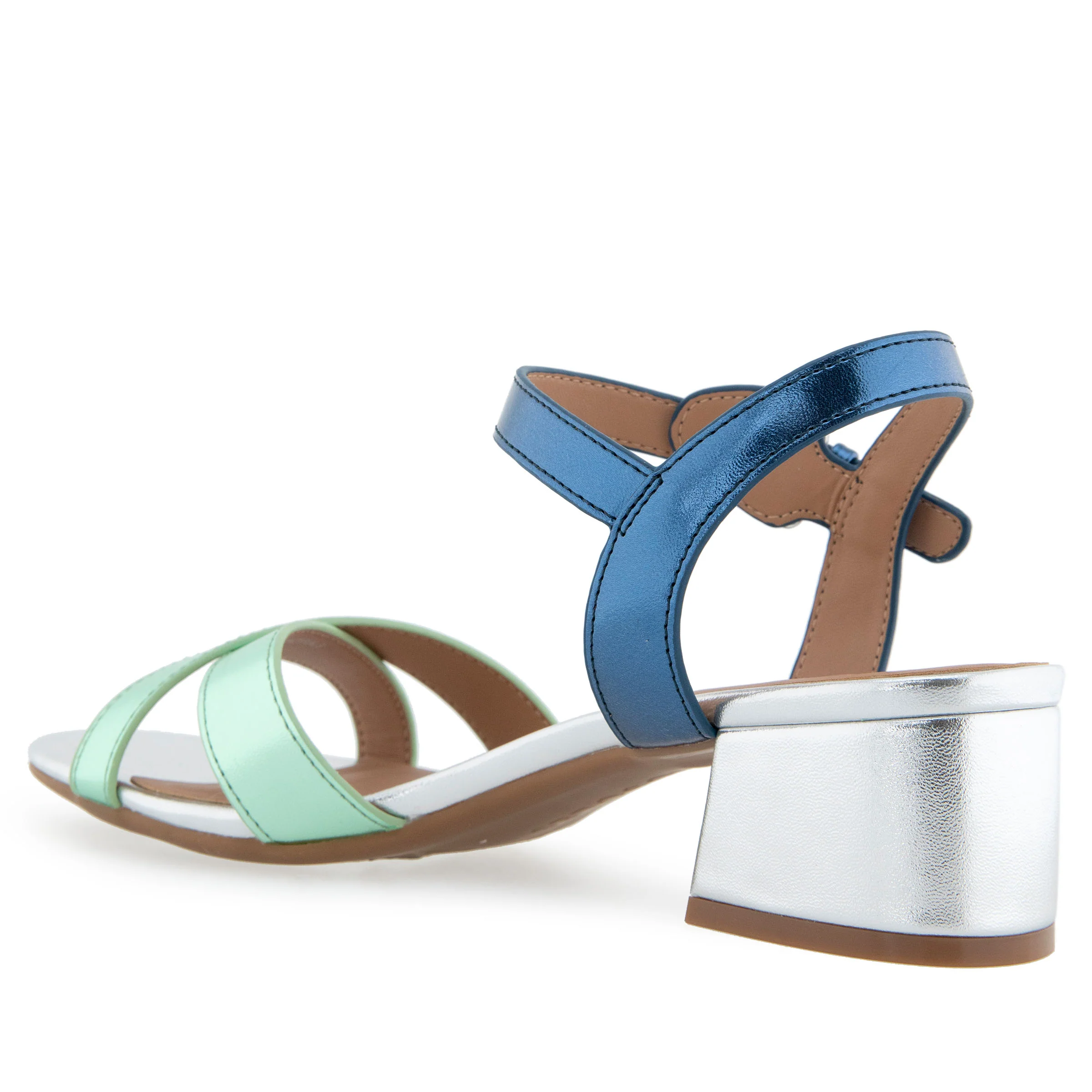 Cinzia Sandal Block Heel | Metallic Combination Faux Leather - Image 2