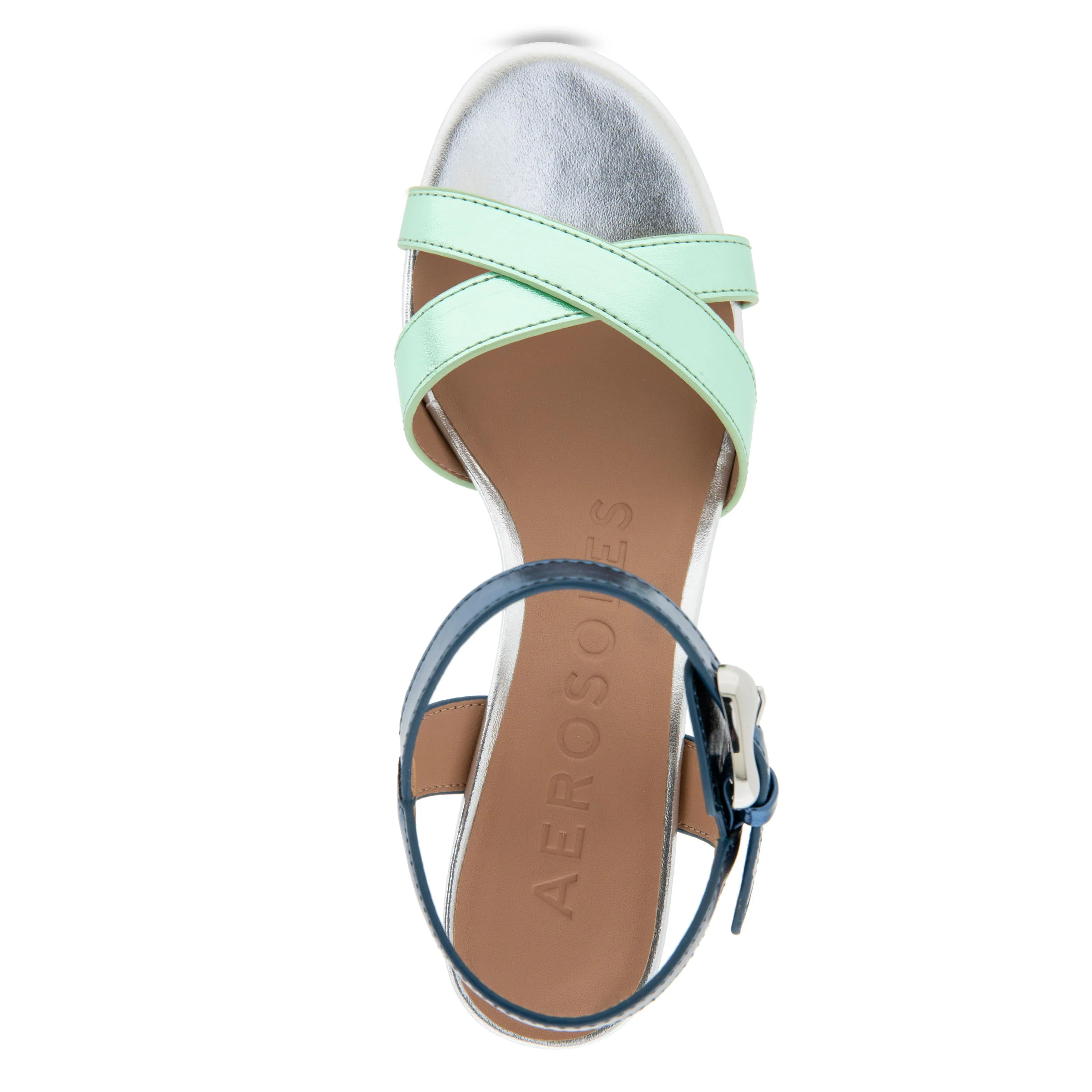 Cinzia Sandal Block Heel | Metallic Combination Faux Leather - Image 3