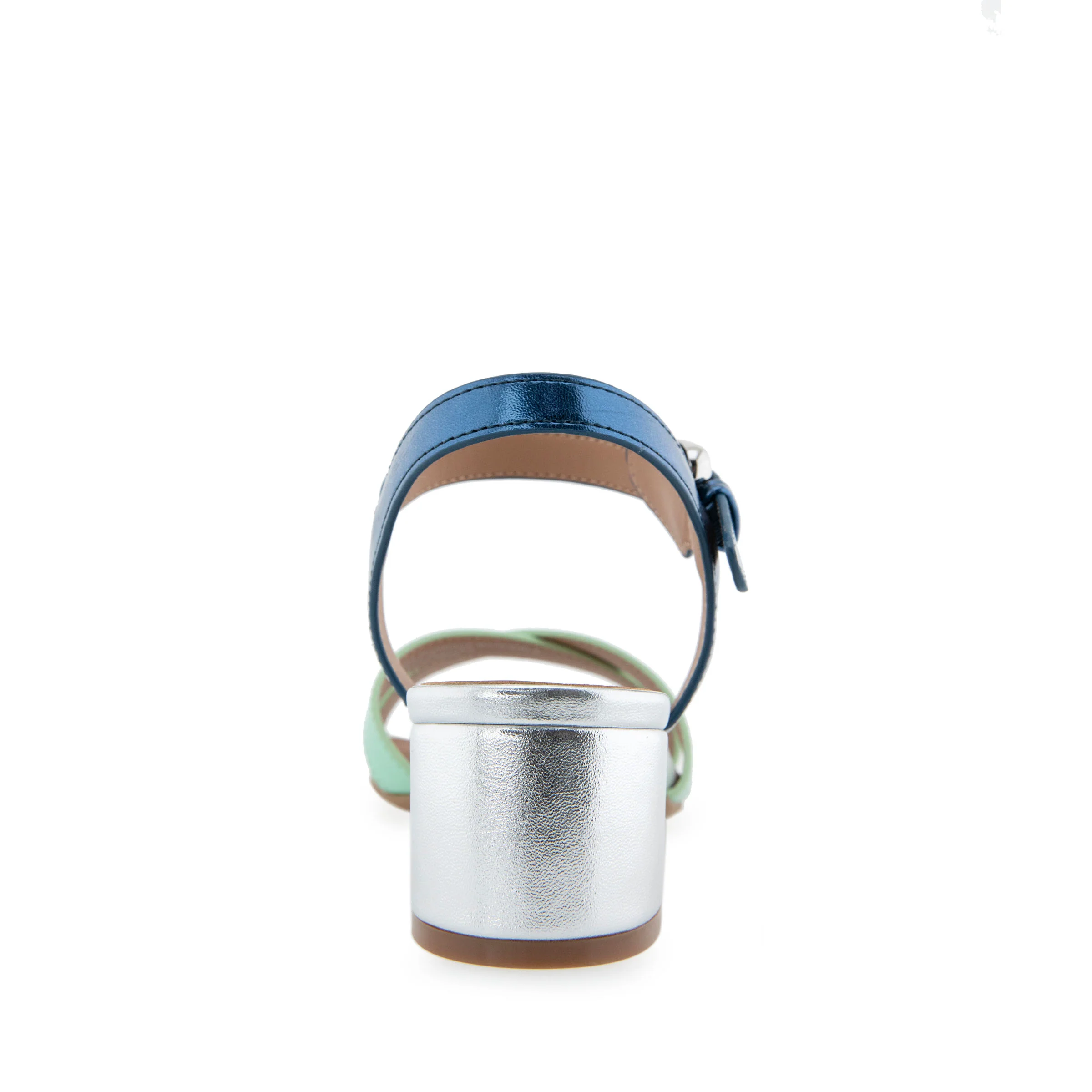 Cinzia Sandal Block Heel | Metallic Combination Faux Leather - Image 4