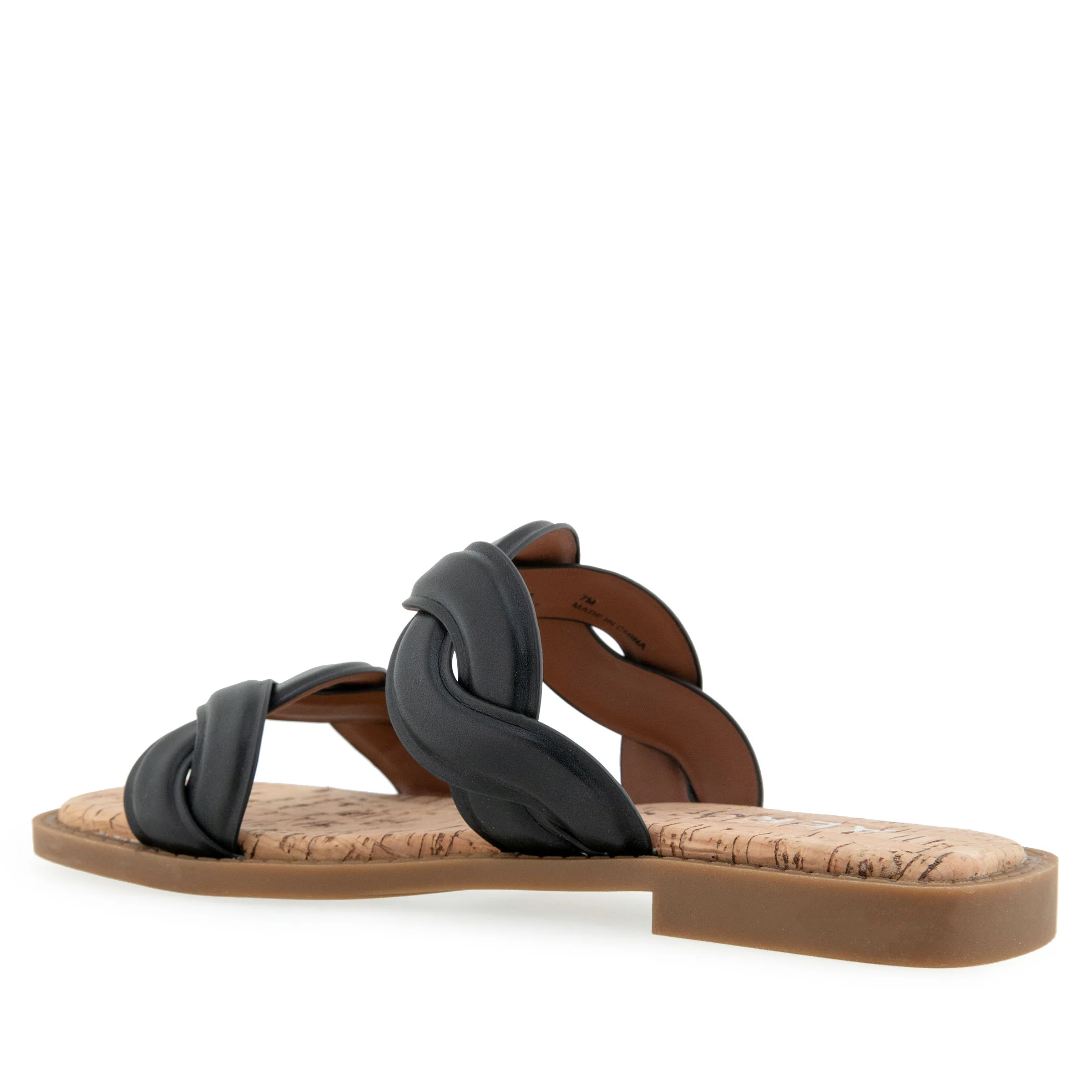 Colette Sandal Flat | Black Faux Leather - Image 2