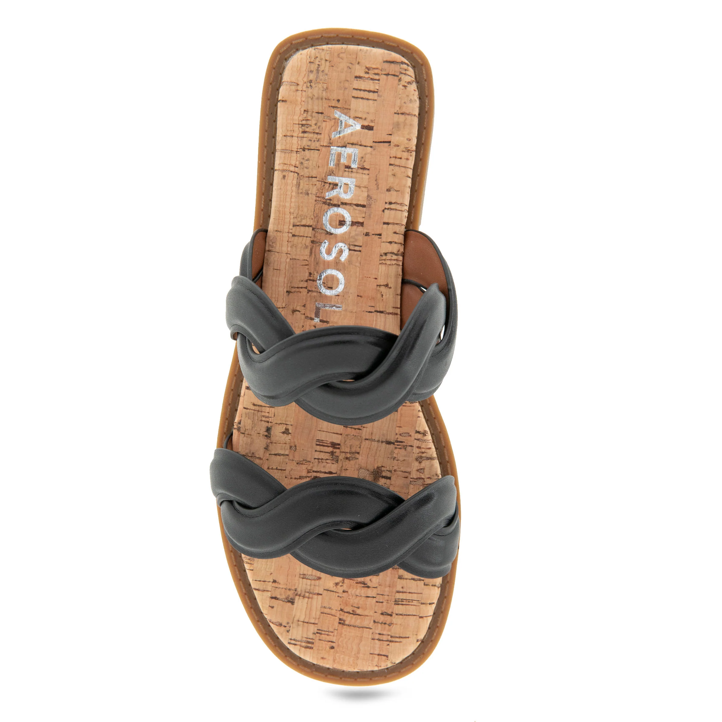 Colette Sandal Flat | Black Faux Leather - Image 3