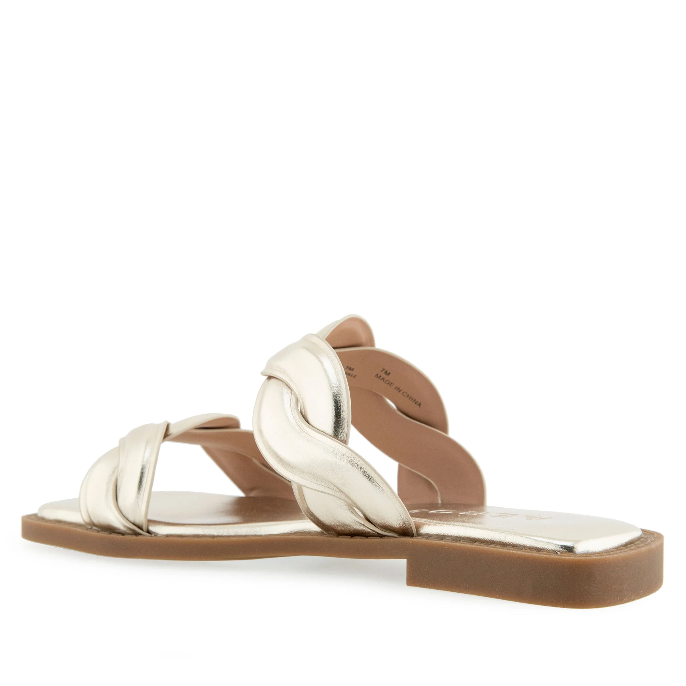 Colette Sandal Flat | Gold Metallic Faux Leather - Image 2