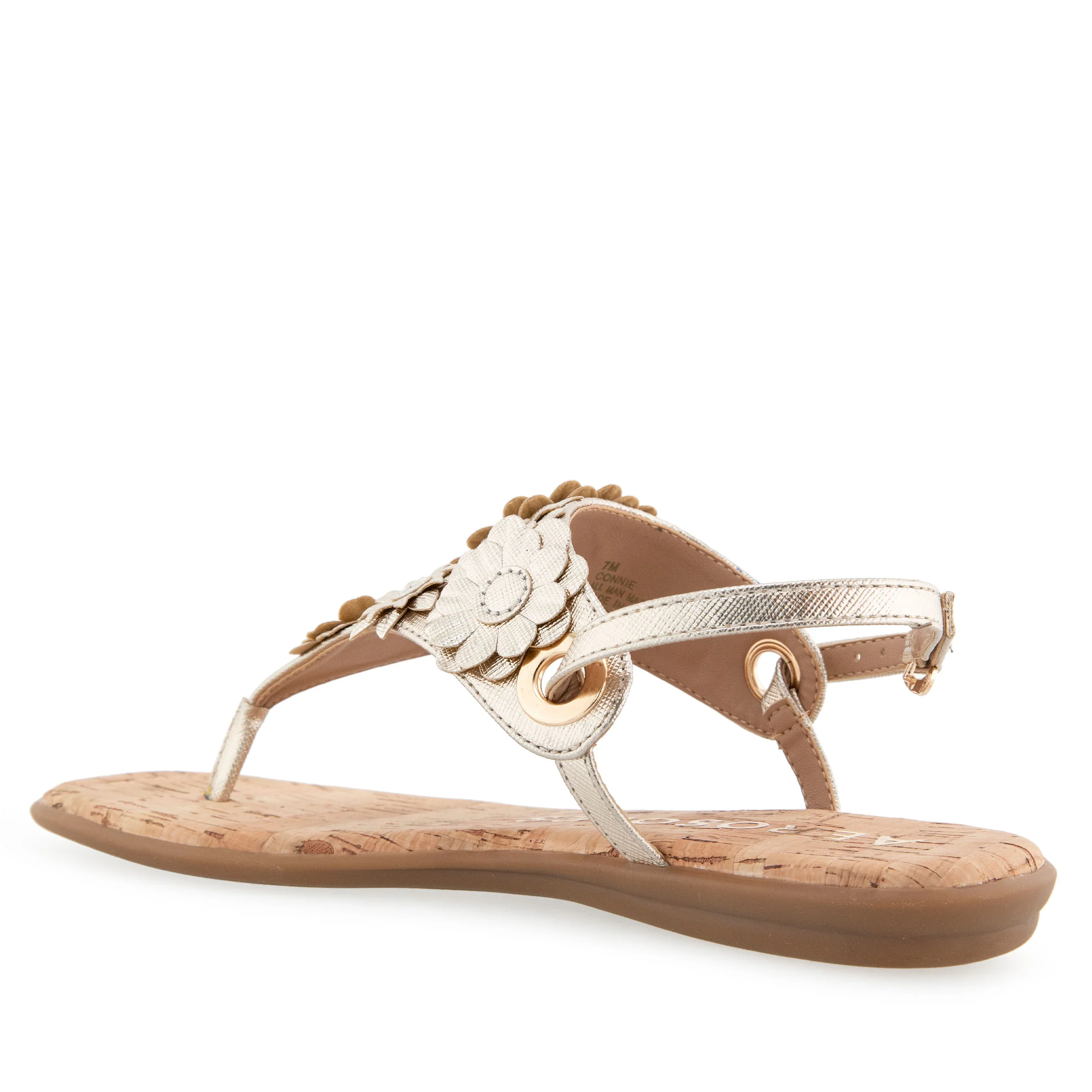 Connie Sandal Flat | Gold Metallic Textured Faux Leather - Image 2